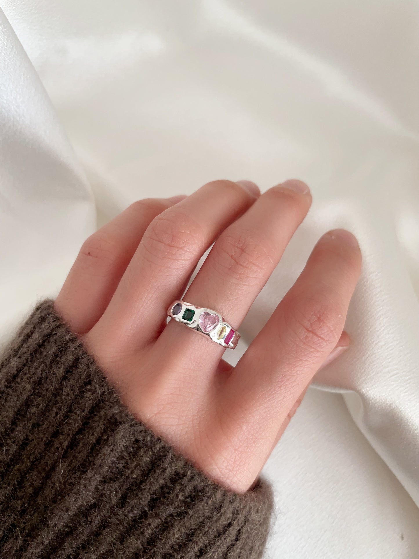 Sterling Silver Gemstones Ring