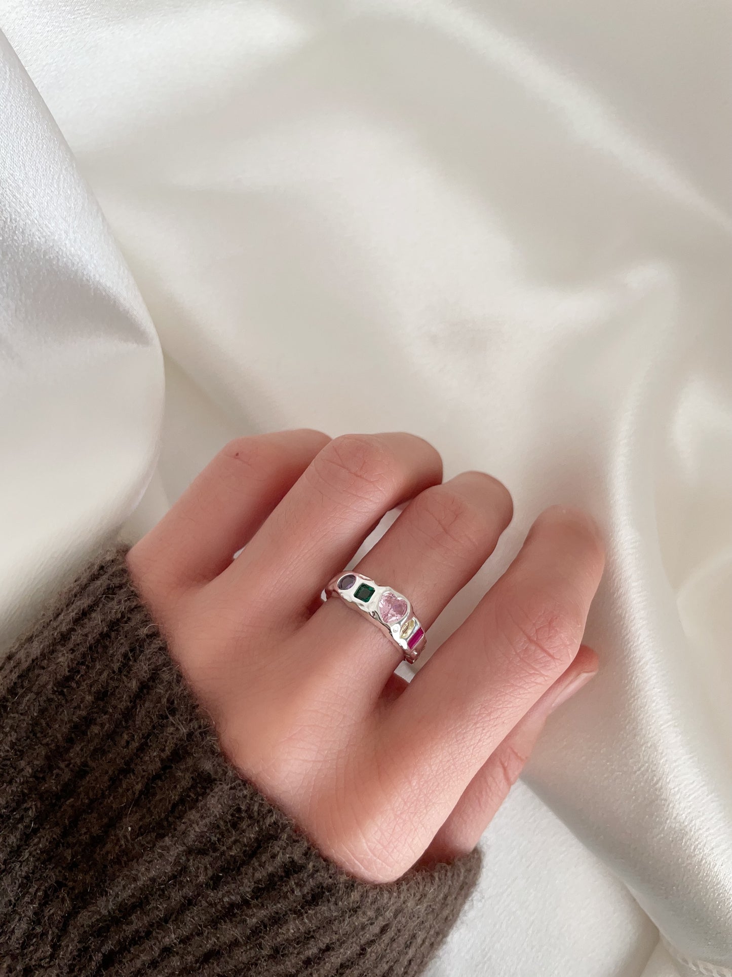 Sterling Silver Gemstones Ring