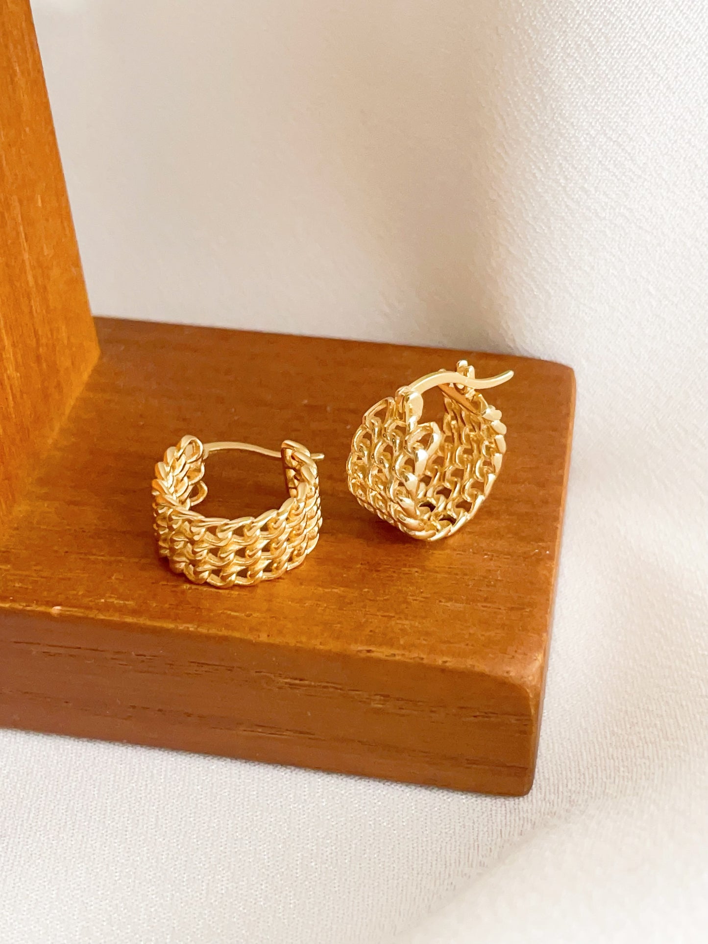 Lattice Luxe Hoops in Sterling Silver
