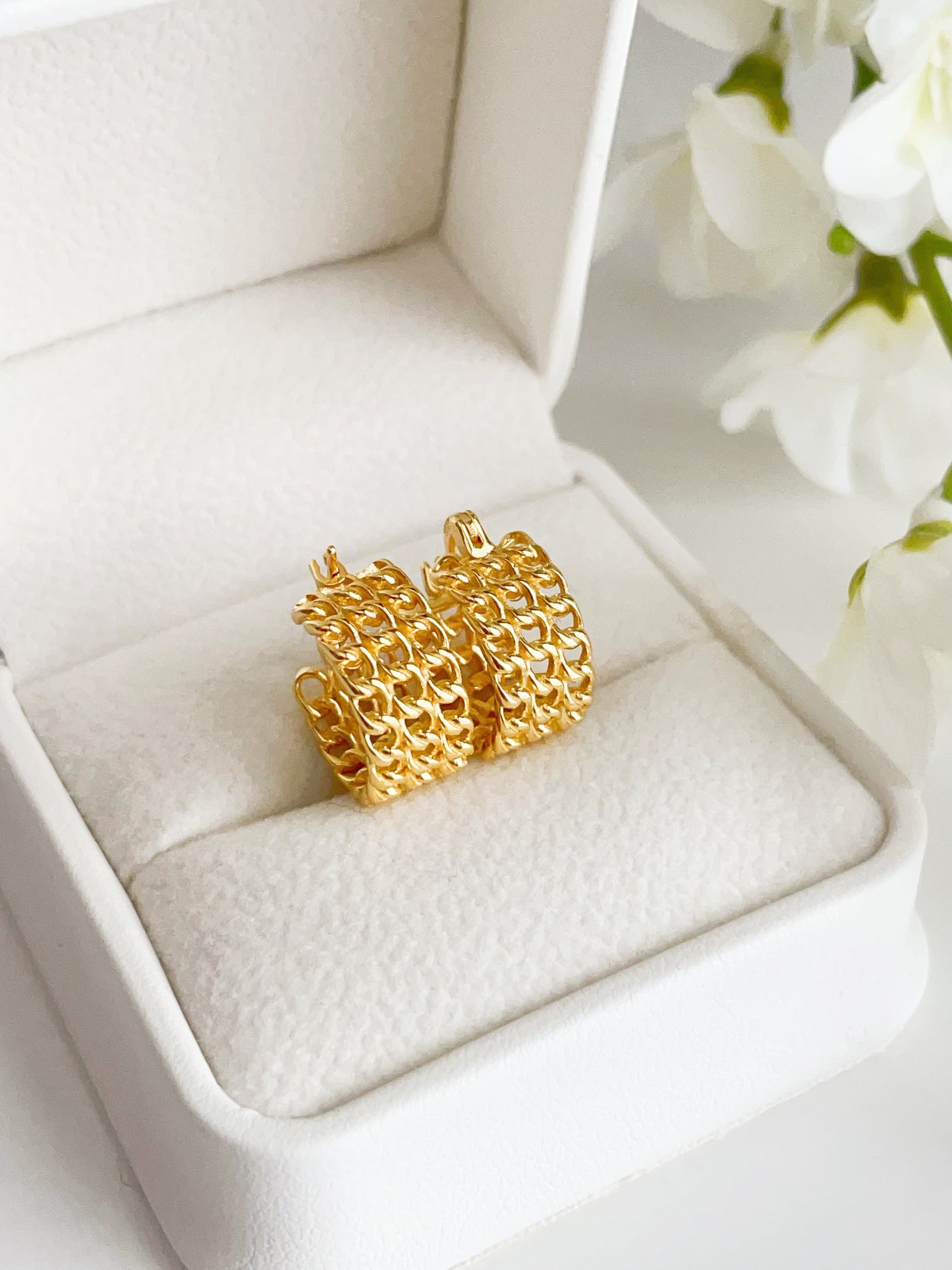 Vermeil Lattice Luxe Hoops