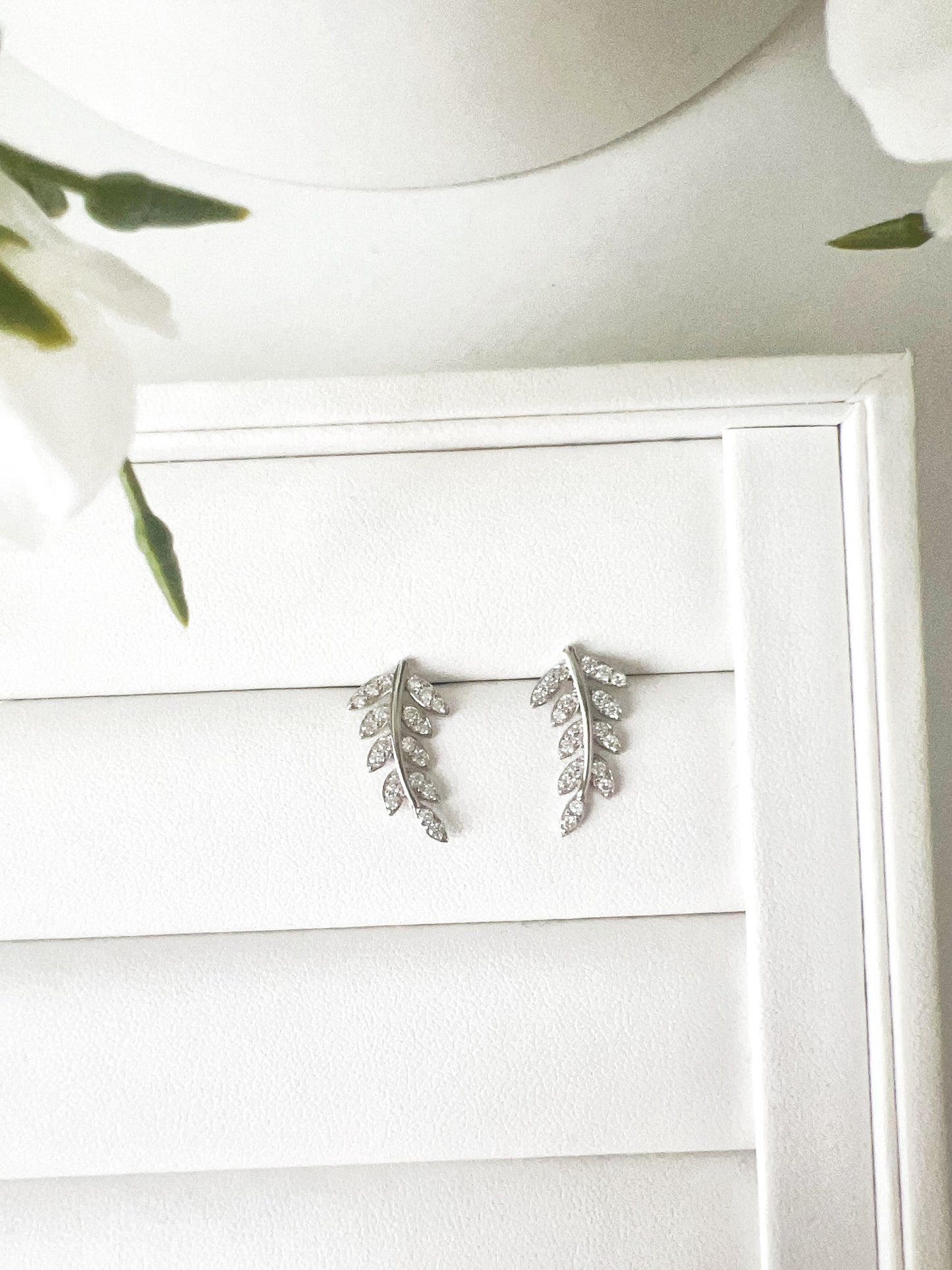Sterling Silver Leave Shaped Studs Earrings