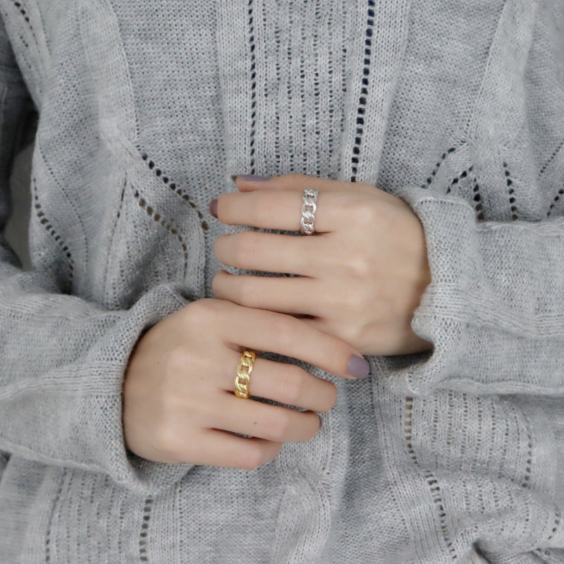 Sterling Silver Chain Dainty Ring