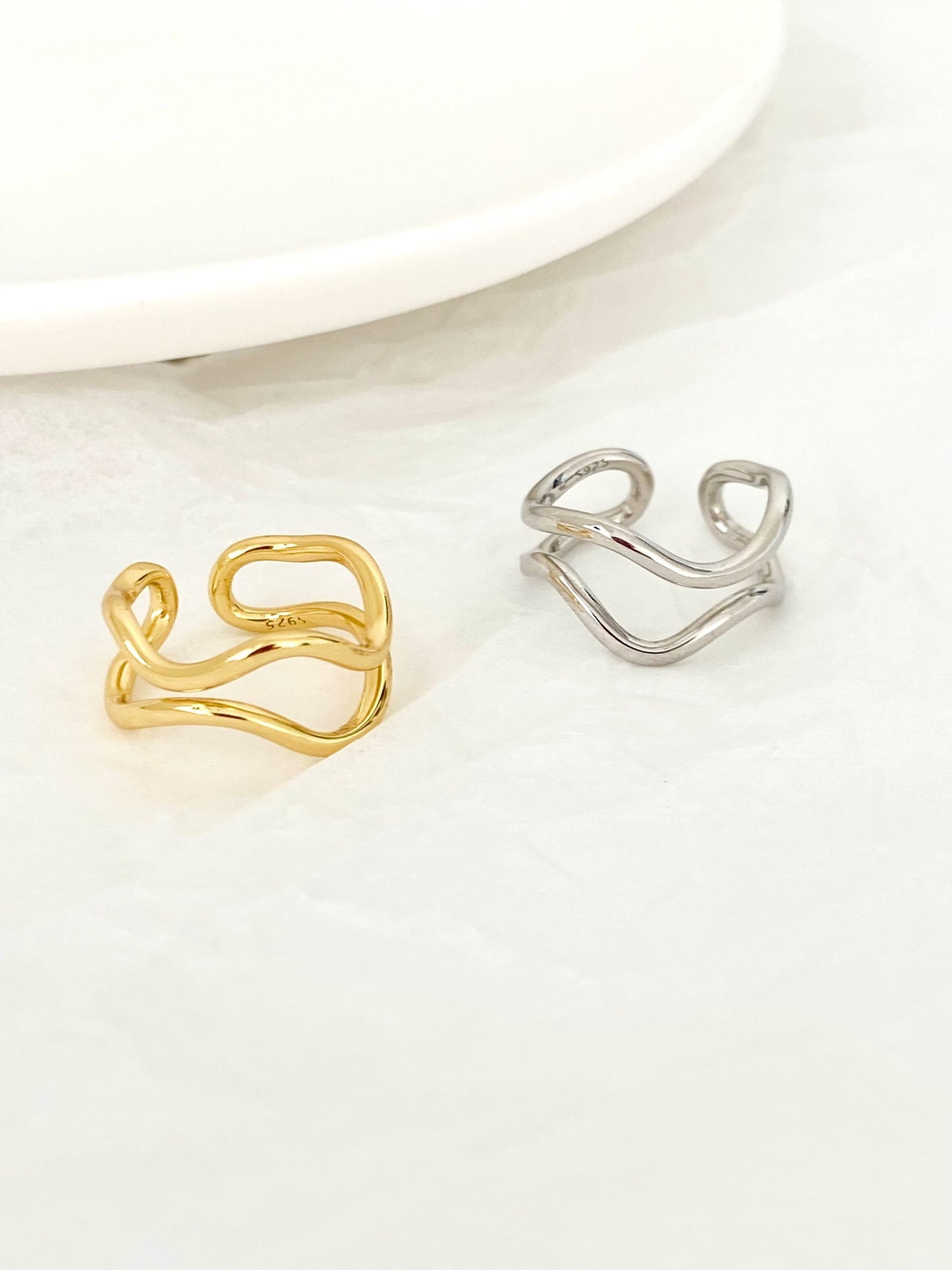 Sterling Silver Double Wave Ring