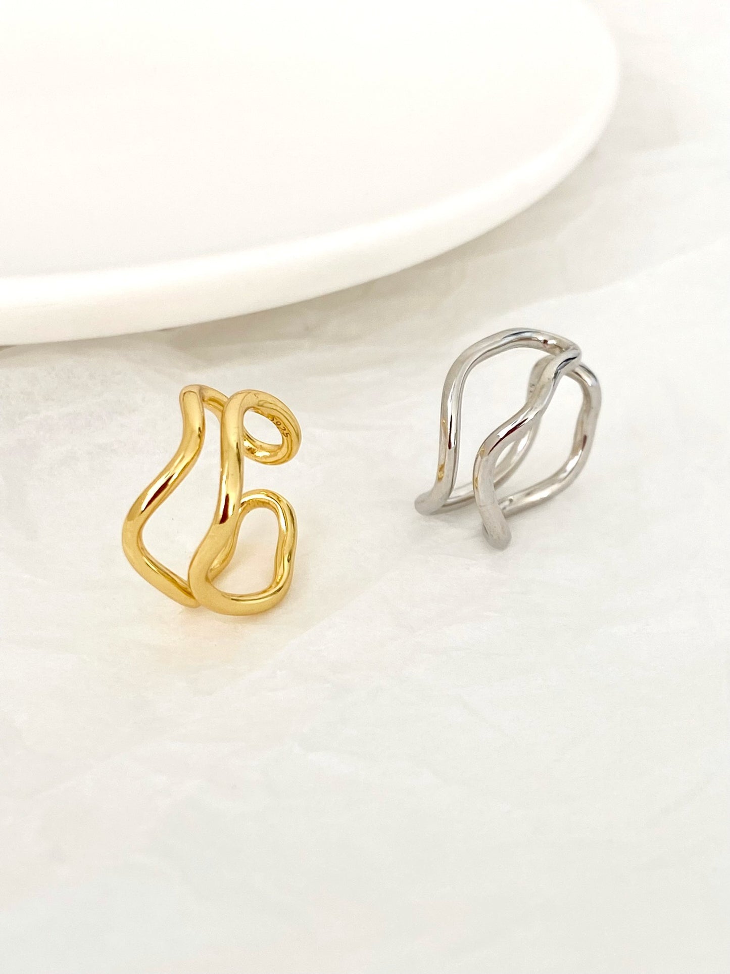 Sterling Silver Double Wave Ring