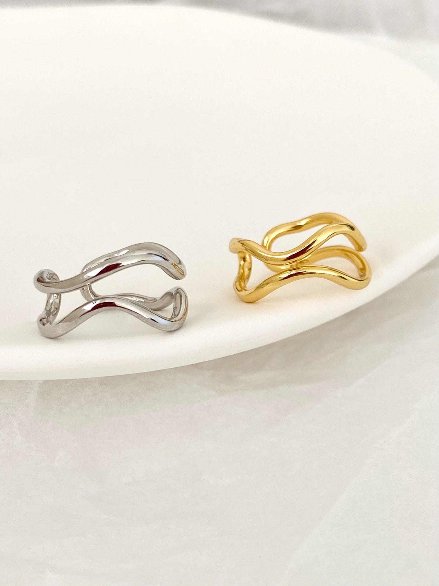 Sterling Silver Double Wave Ring
