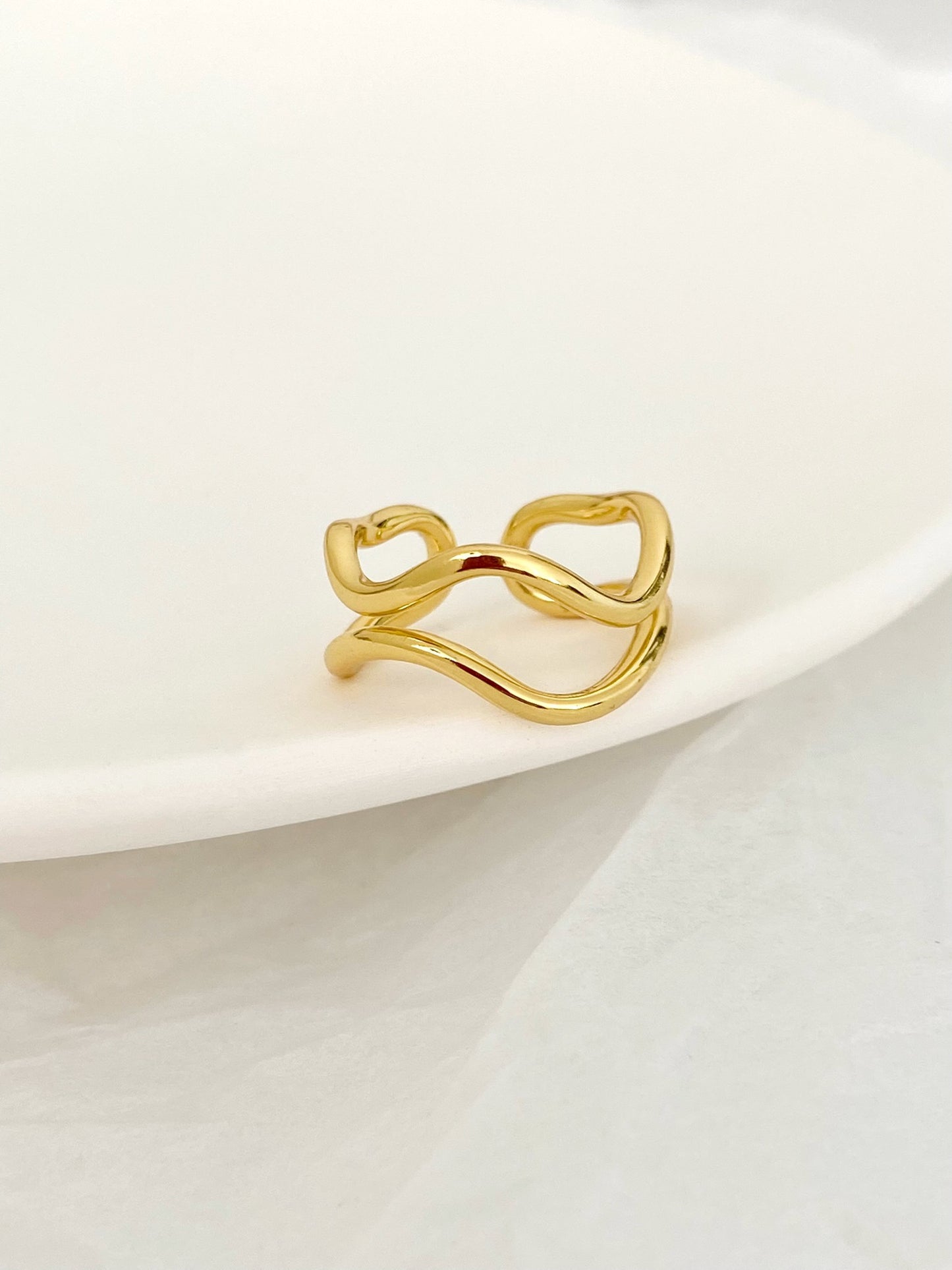 Sterling Silver Double Wave Ring