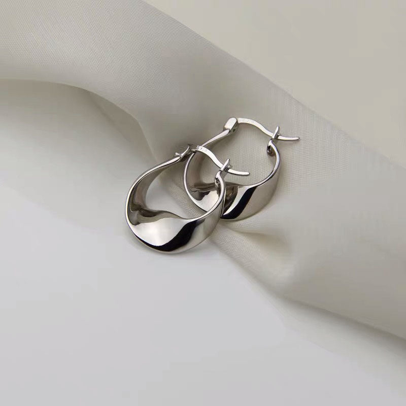 Sterling Silver Circle Flat Hoop Earrings
