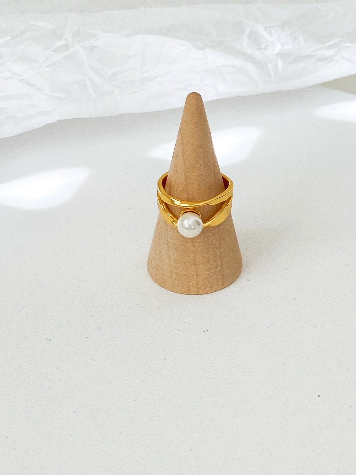 Gold Vermeil Delicate Open Shank Freshwater Pearl Ring