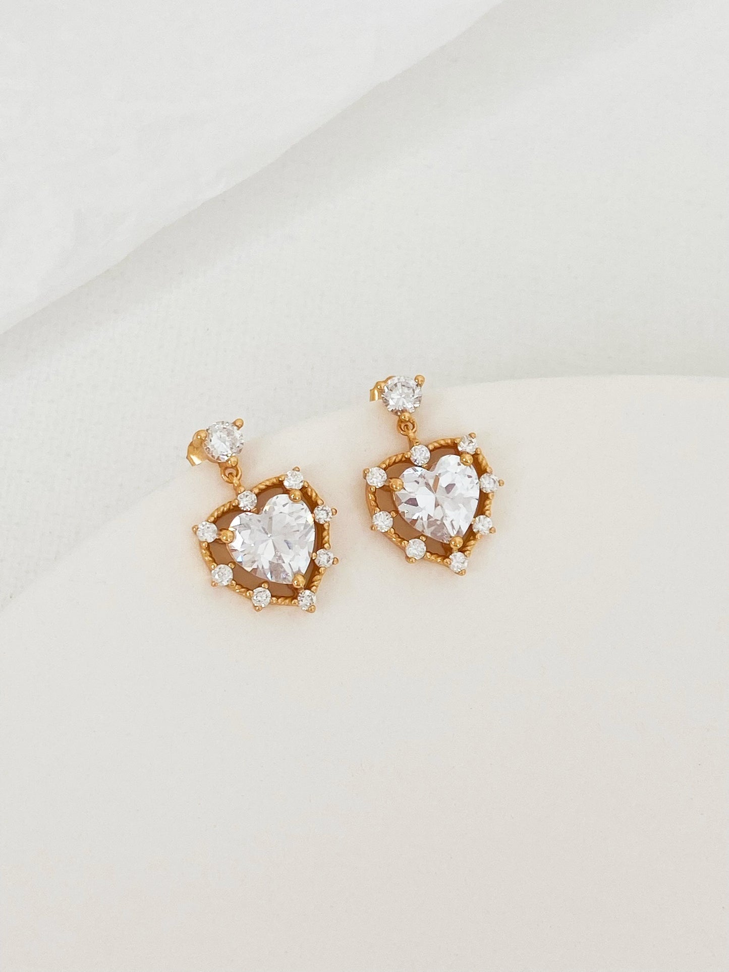 Sterling Silver Heartbeat Zircon Drop Earrings