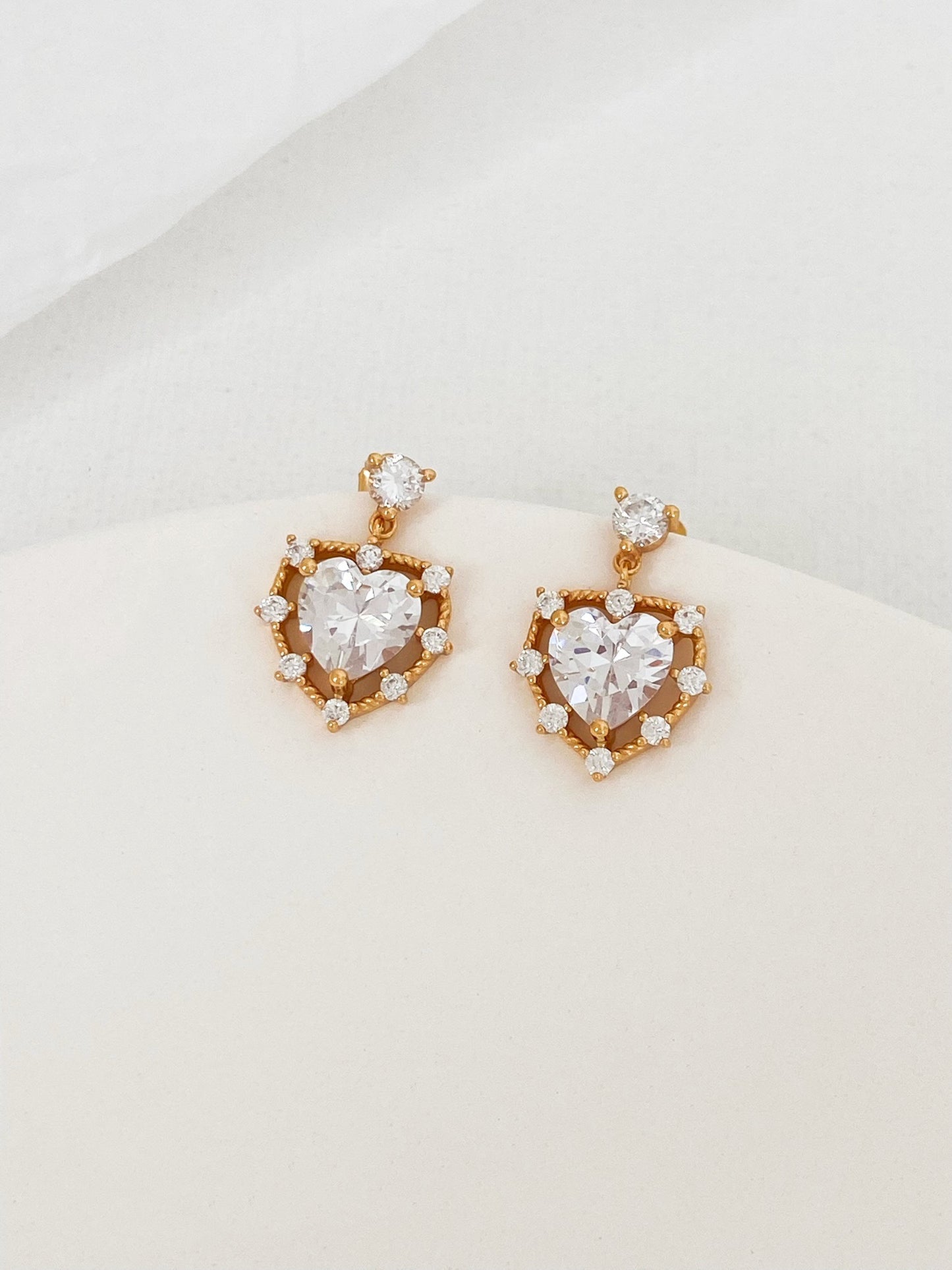 Sterling Silver Heartbeat Zircon Drop Earrings