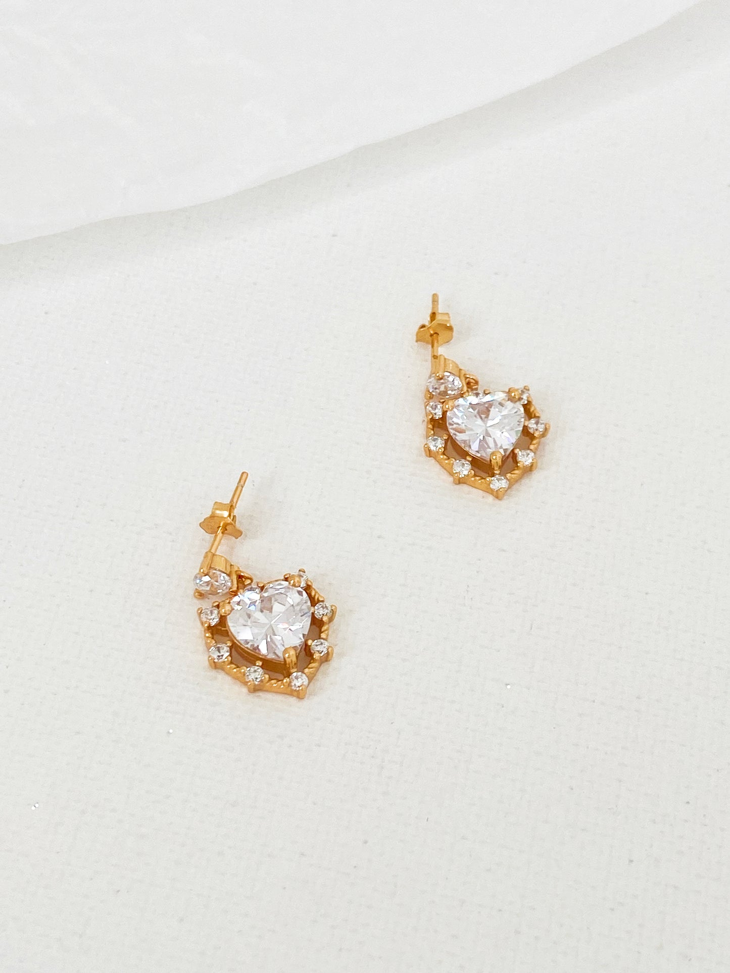 Sterling Silver Heartbeat Zircon Drop Earrings