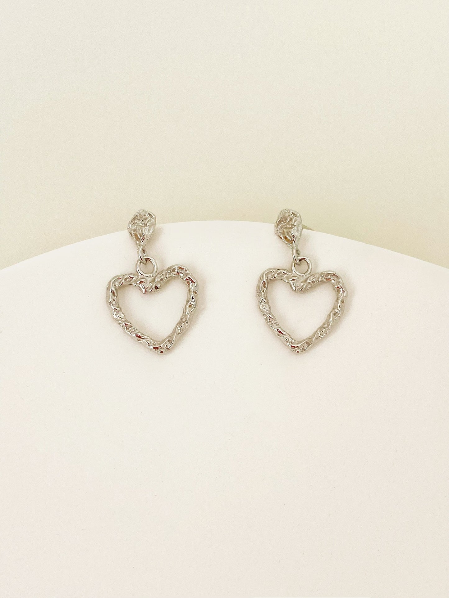 Sterling Silver Vintage Open Heart Drop Earrings