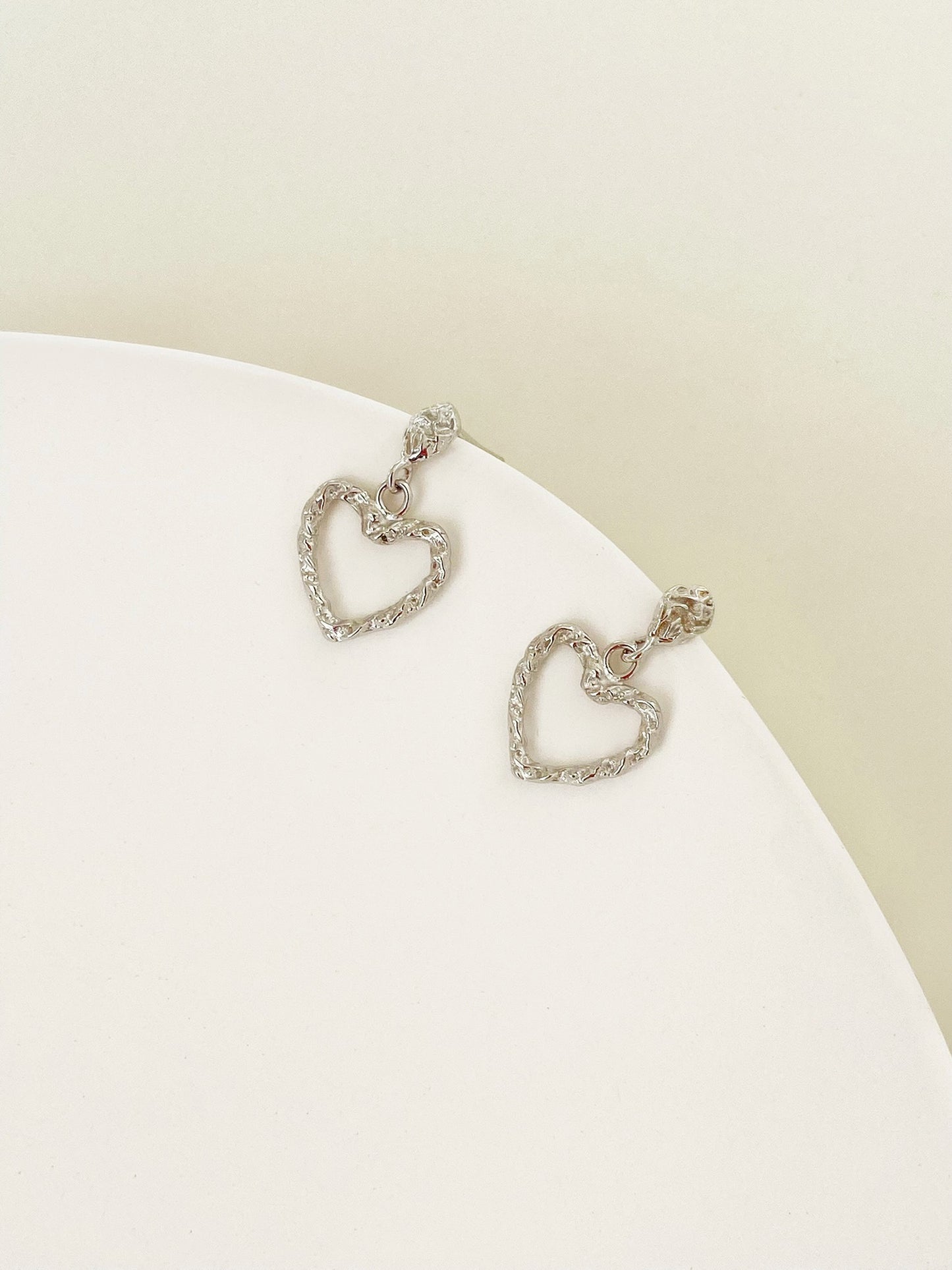 Sterling Silver Vintage Open Heart Drop Earrings