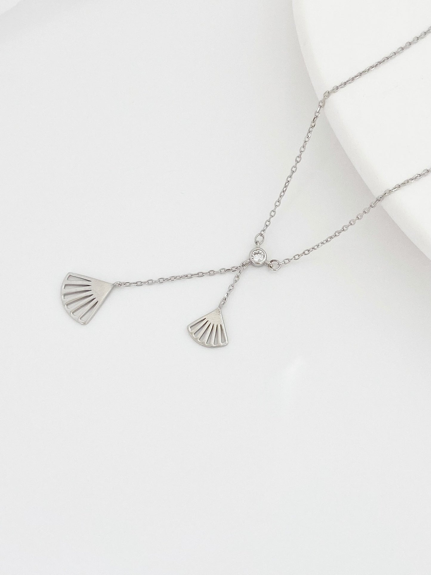 Sterling Silver Lacy Fans Necklace