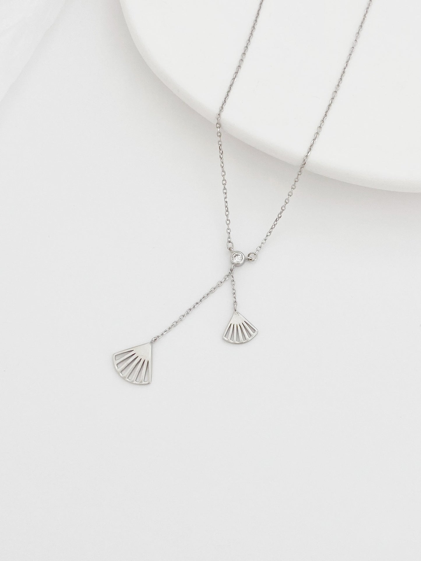 Sterling Silver Lacy Fans Necklace