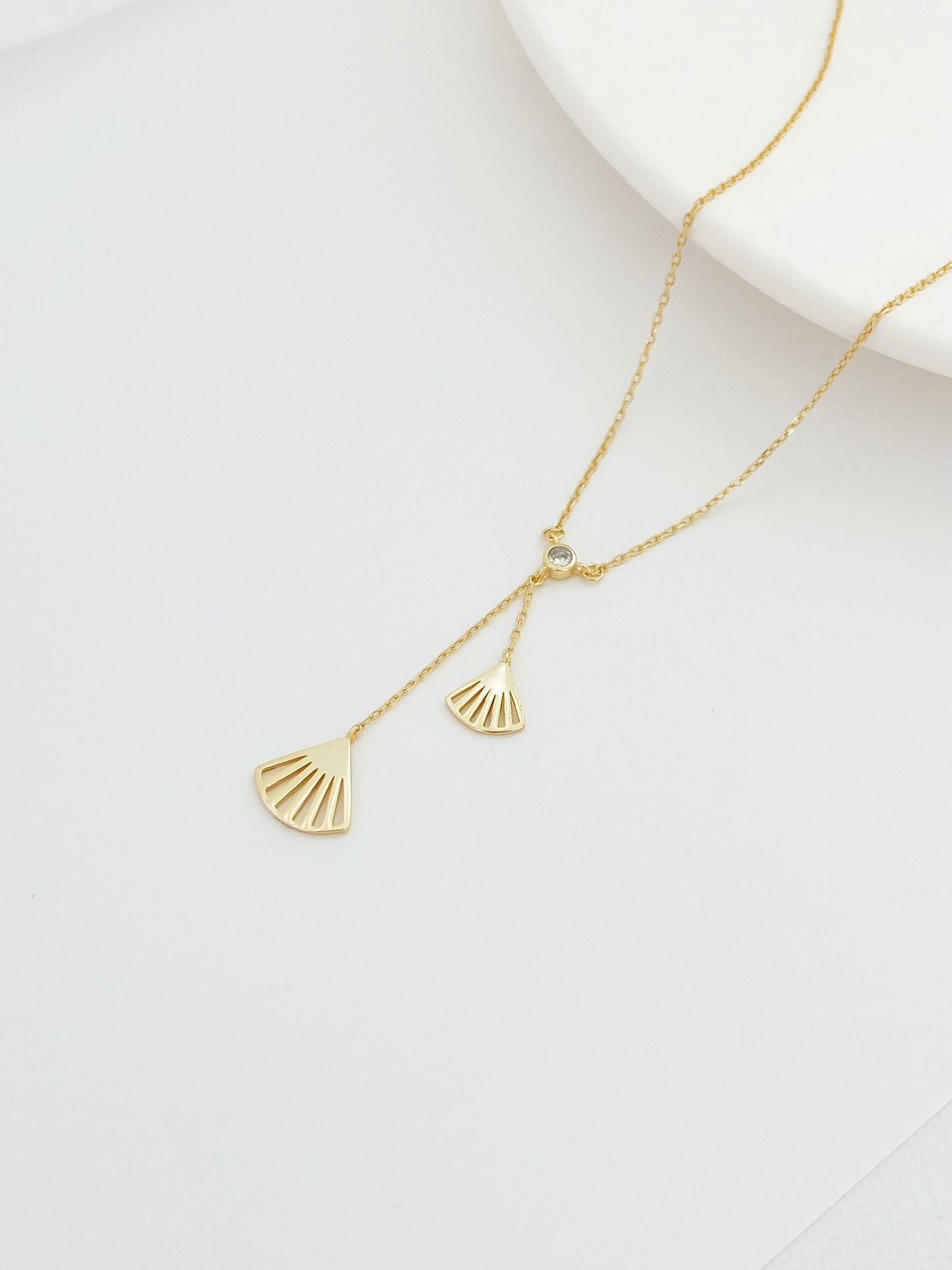 Sterling Silver Lacy Fans Necklace