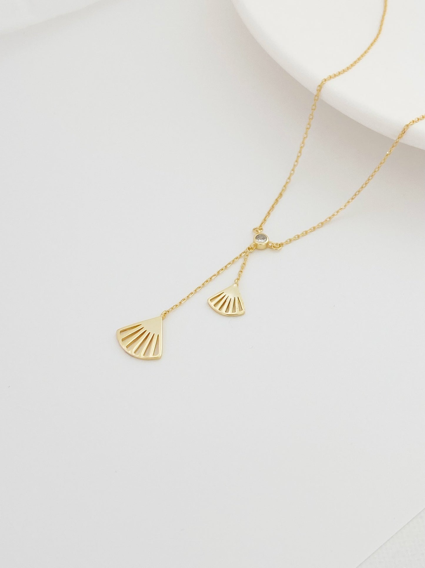 Sterling Silver Lacy Fans Necklace