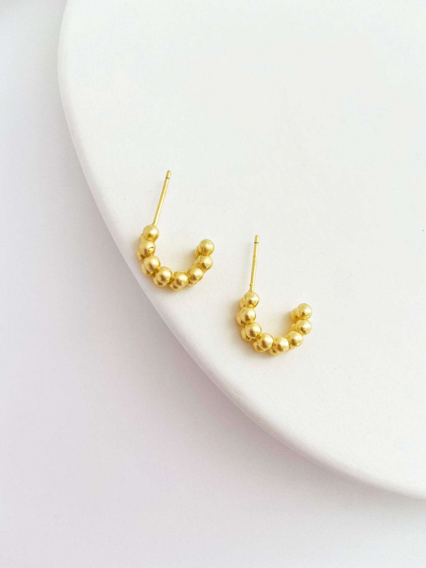 Sterling Silver Bead Hoop Earrings