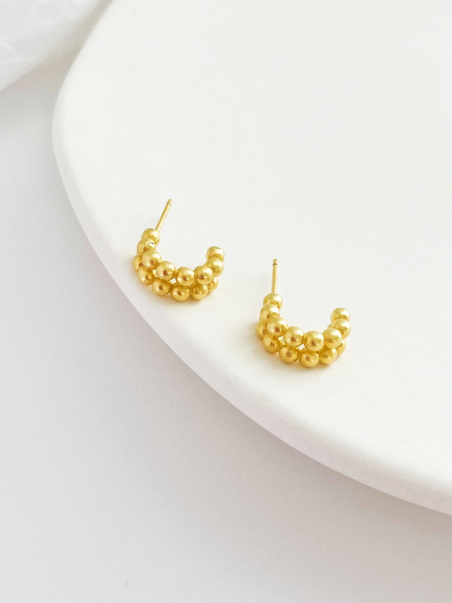 Sterling Silver Bead Hoop Earrings