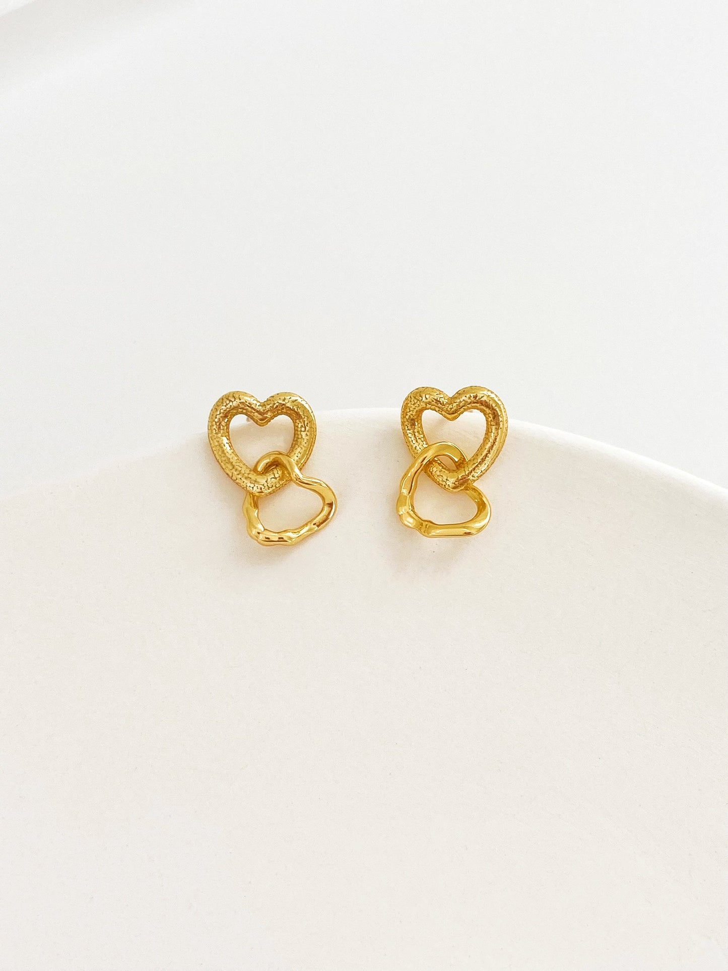 Sterling Silver Open Hearts Drop Earrings
