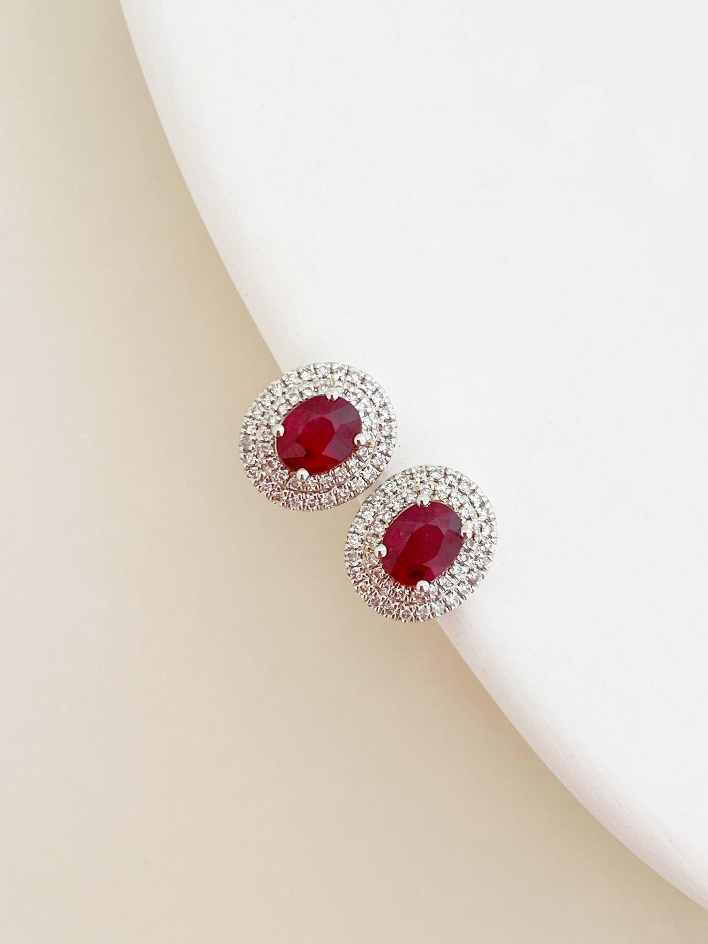 Ruby Diamond Studs Earrings