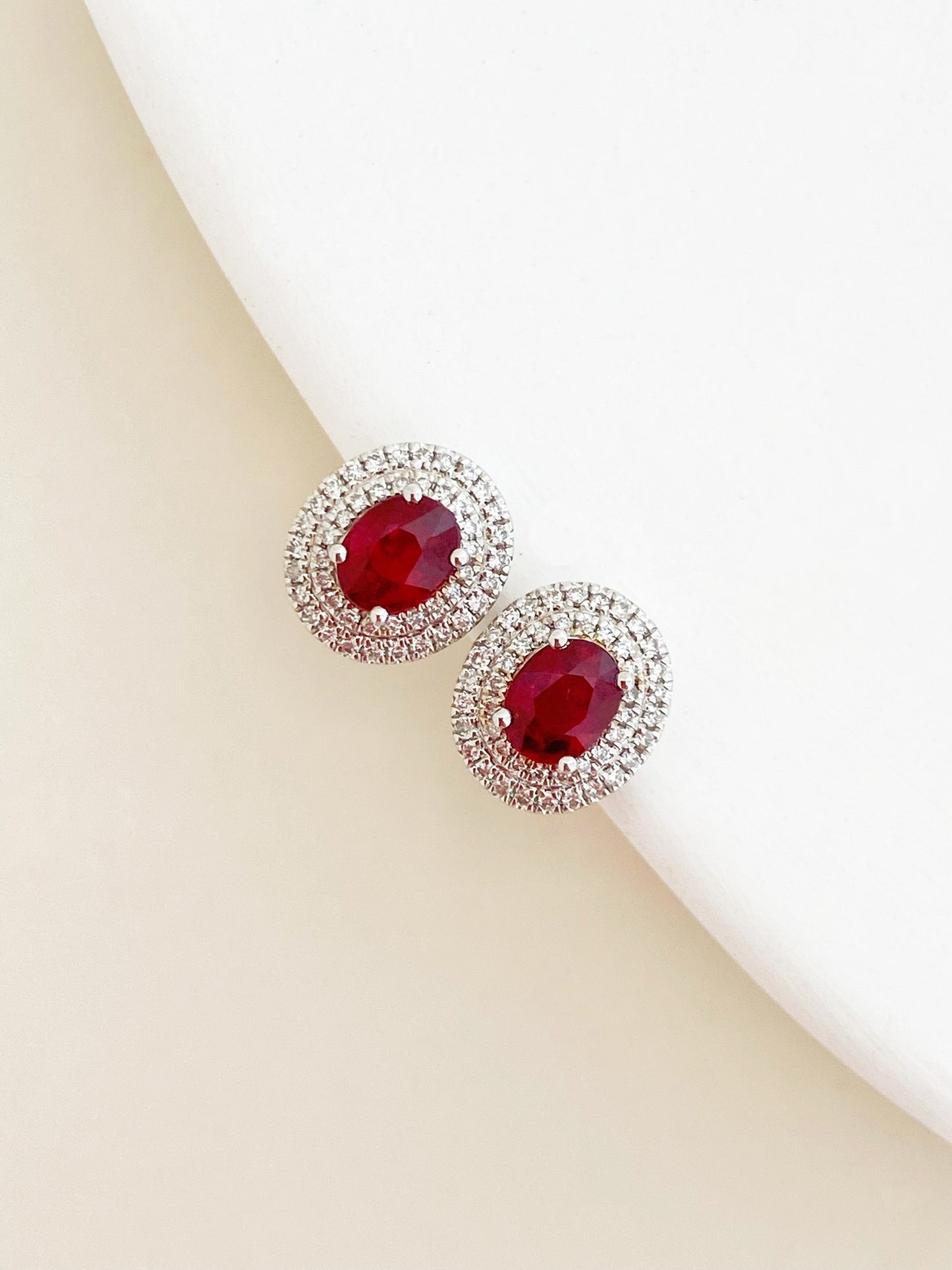 Ruby Diamond Studs Earrings