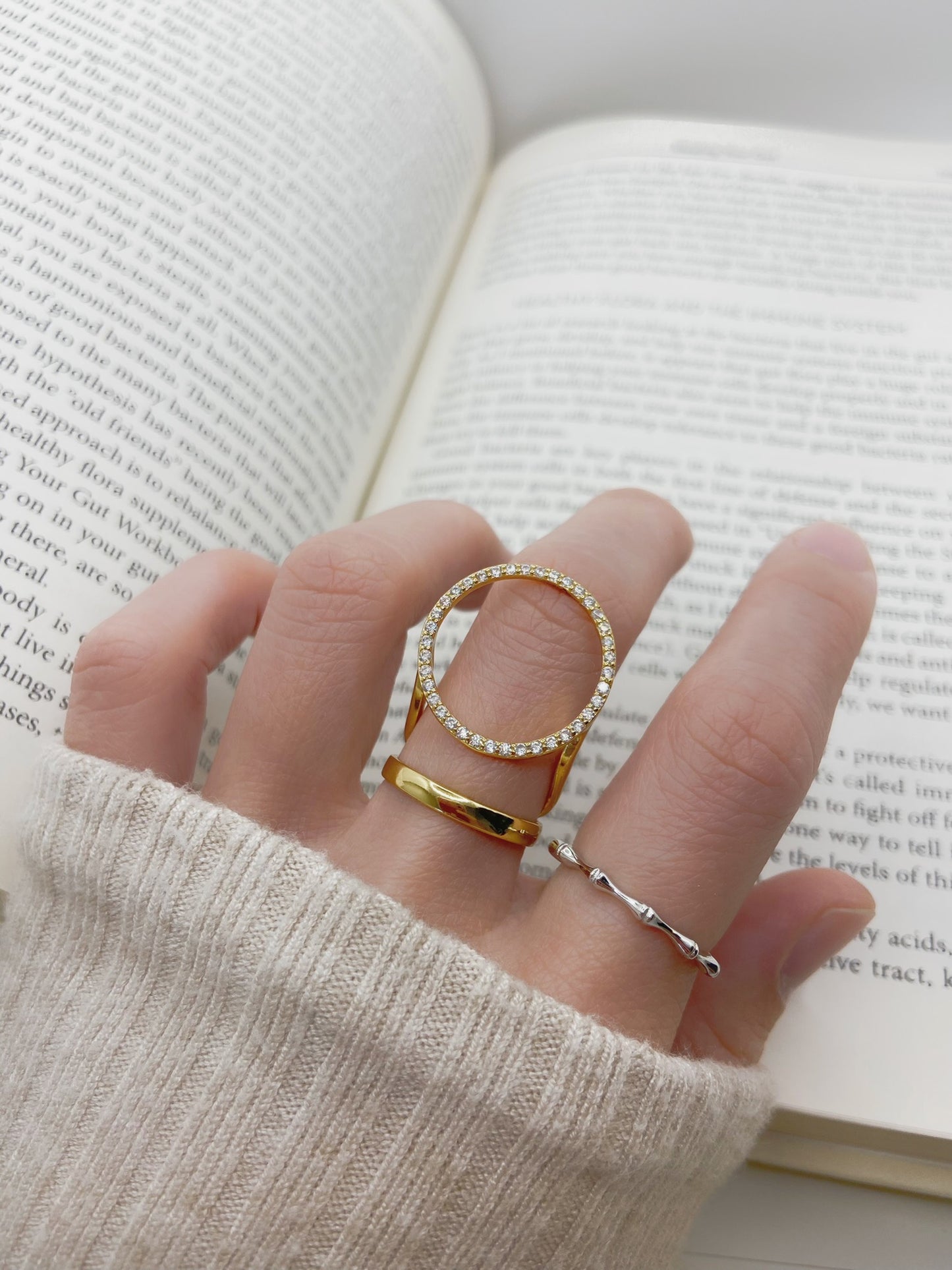 Sterling Silver Mirror Shaped Open Ring