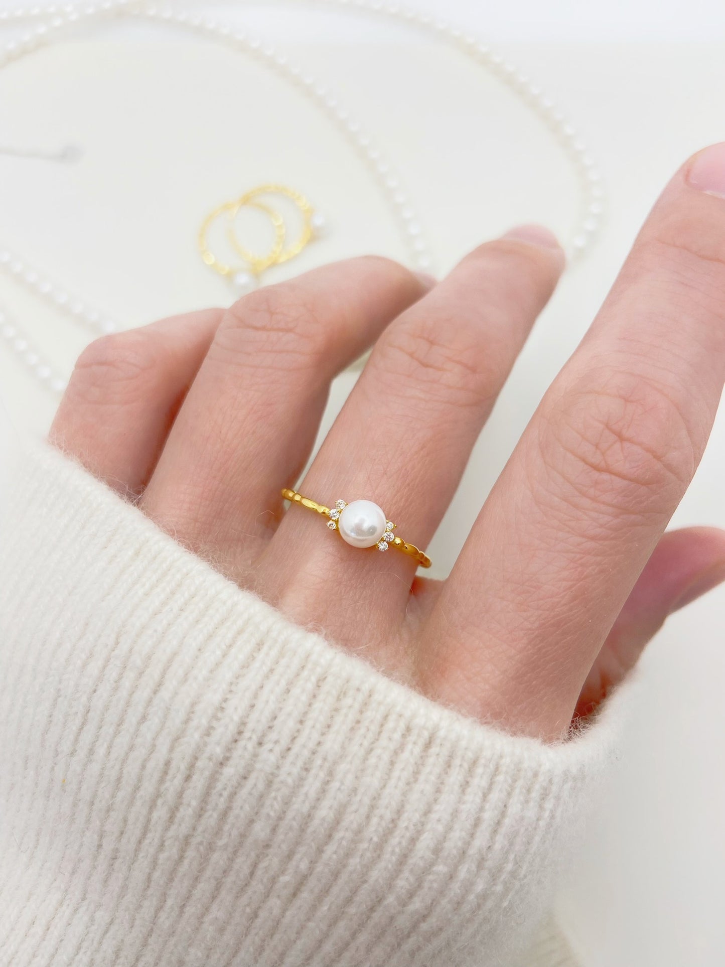 Sterling Silver Tiny Freshwater Pearl Ring