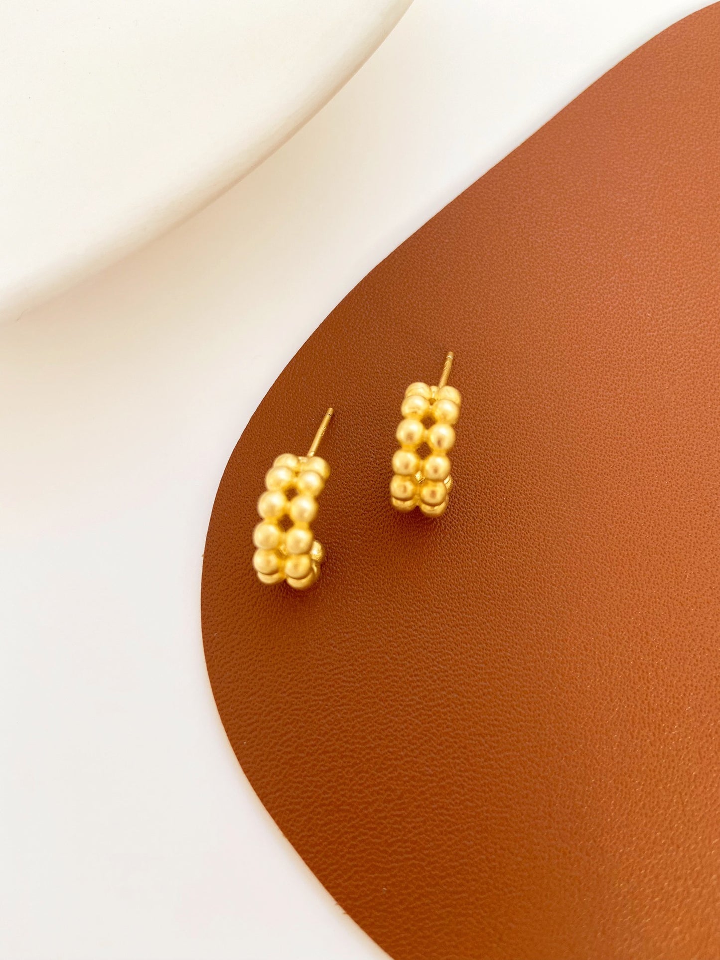 Sterling Silver Bead Hoop Earrings