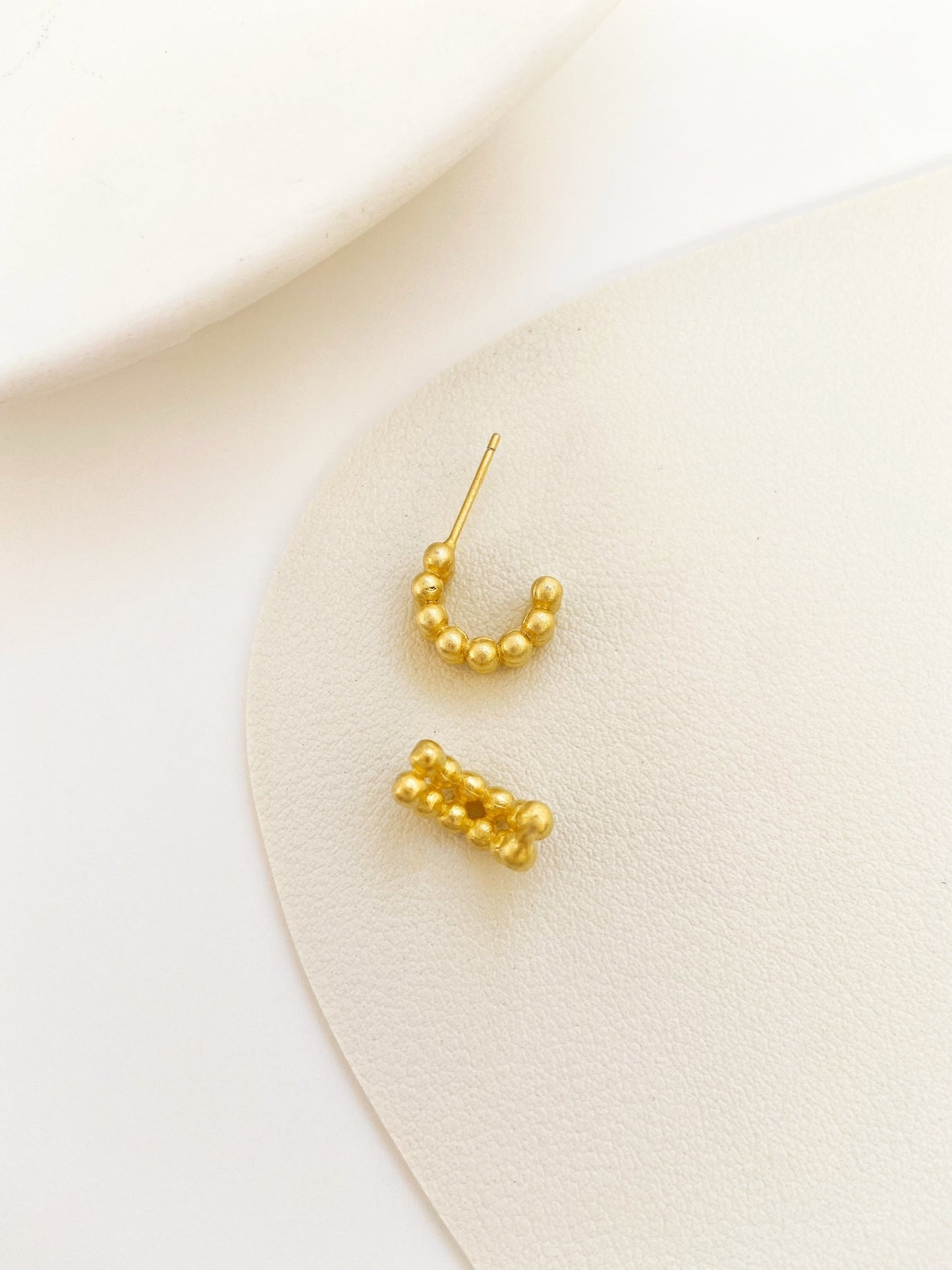 Sterling Silver Bead Hoop Earrings