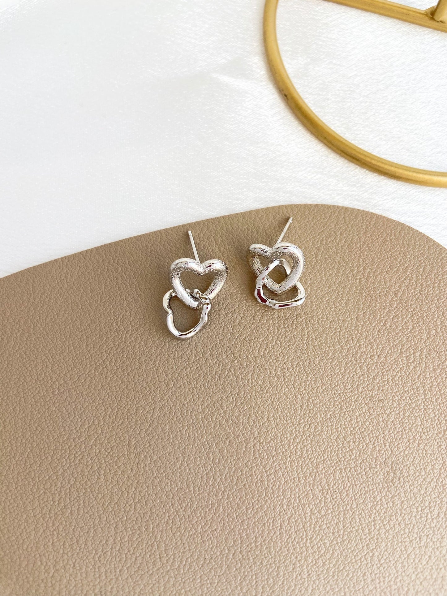 Sterling Silver Open Hearts Drop Earrings