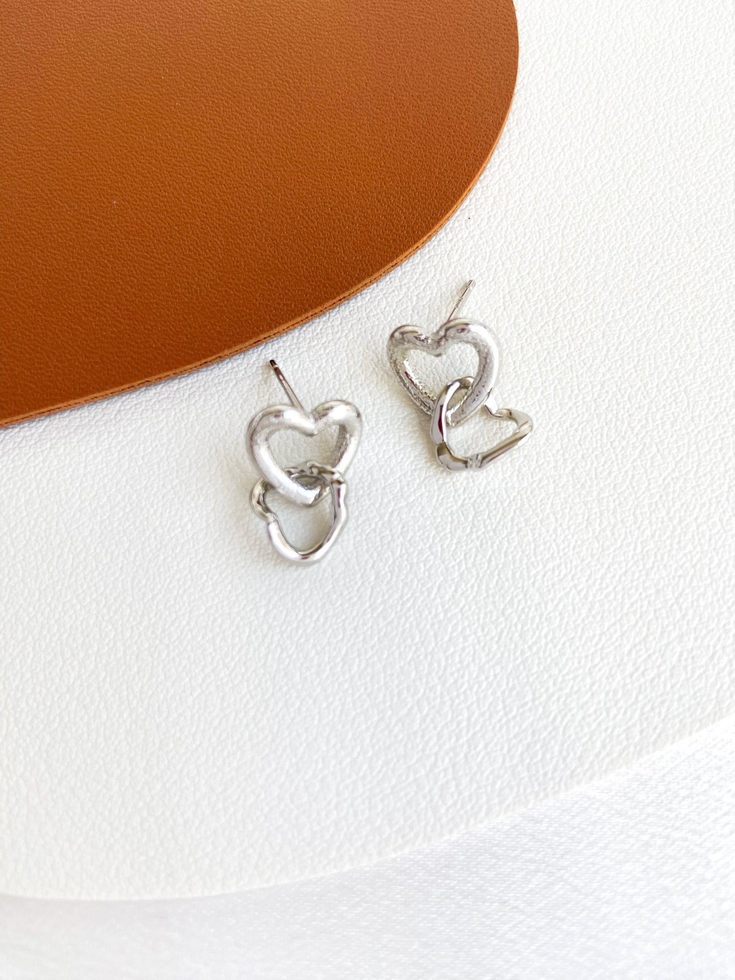 Sterling Silver Open Hearts Drop Earrings