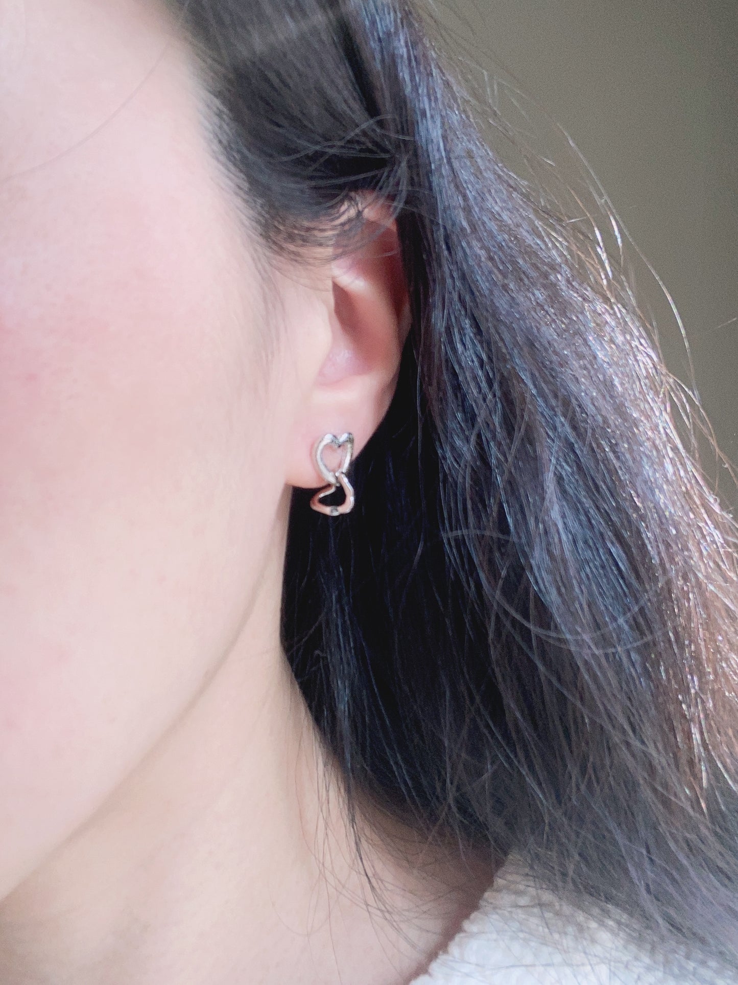 Sterling Silver Open Hearts Drop Earrings