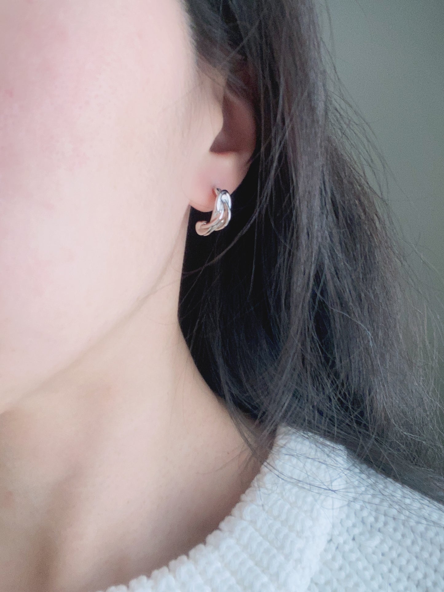 Sterling Silver Hemp Flowers Hoop Earrings