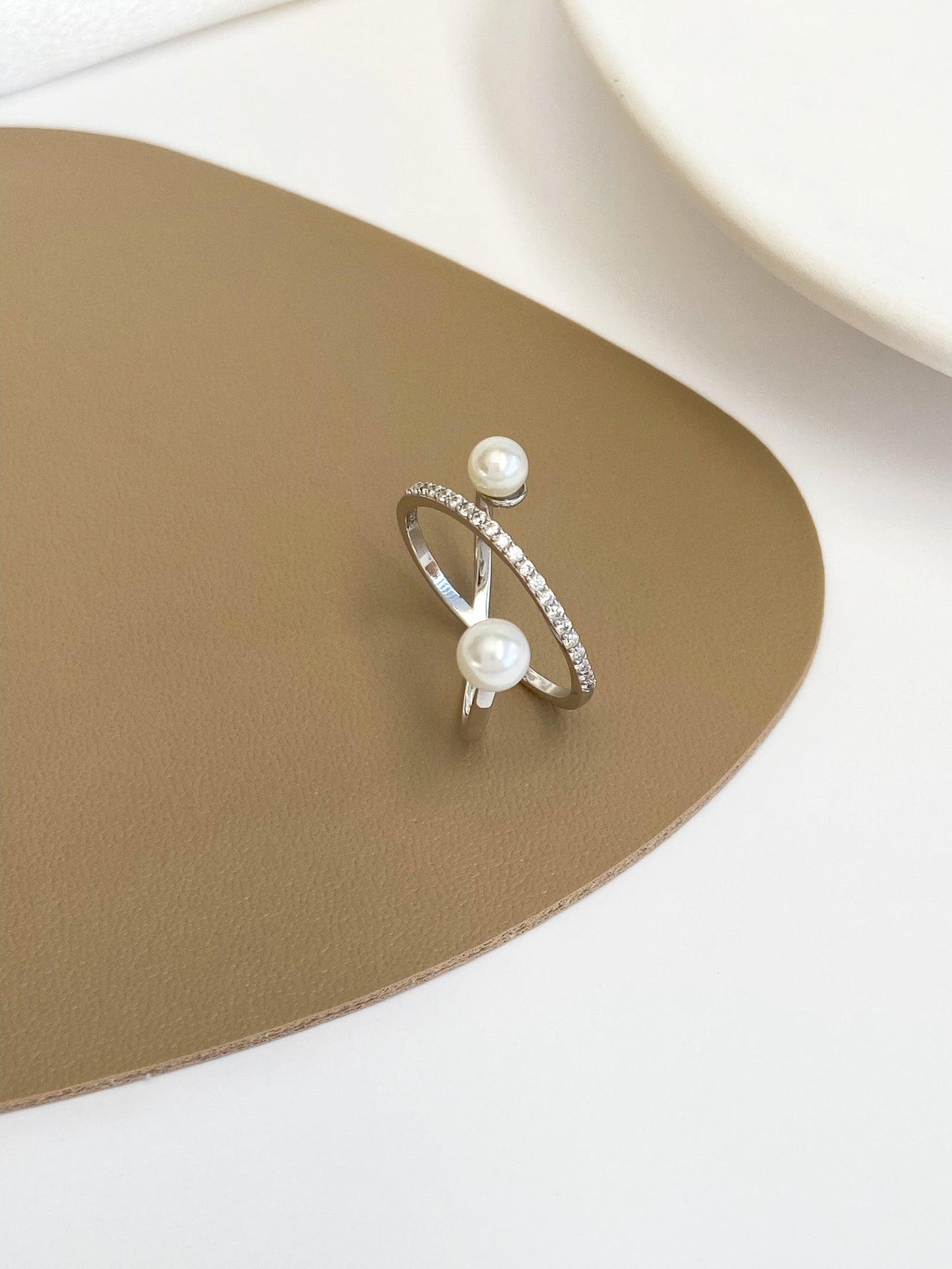 Sterling Silver Crossover Freshwater Pearl Ring