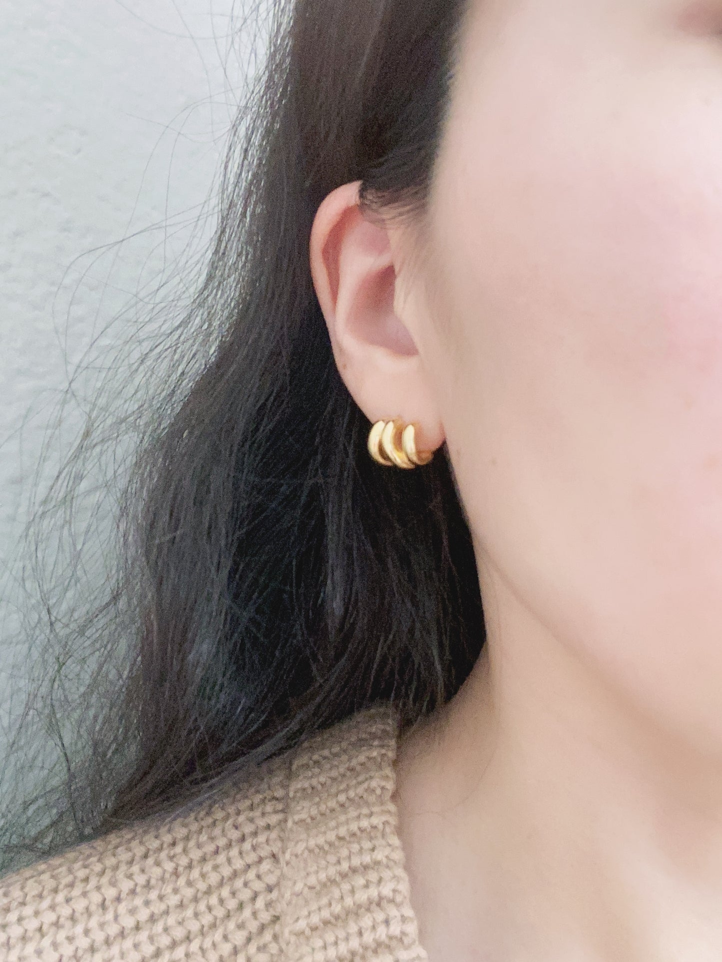 Gold Vermeil Croissant Done Hoops Earrings