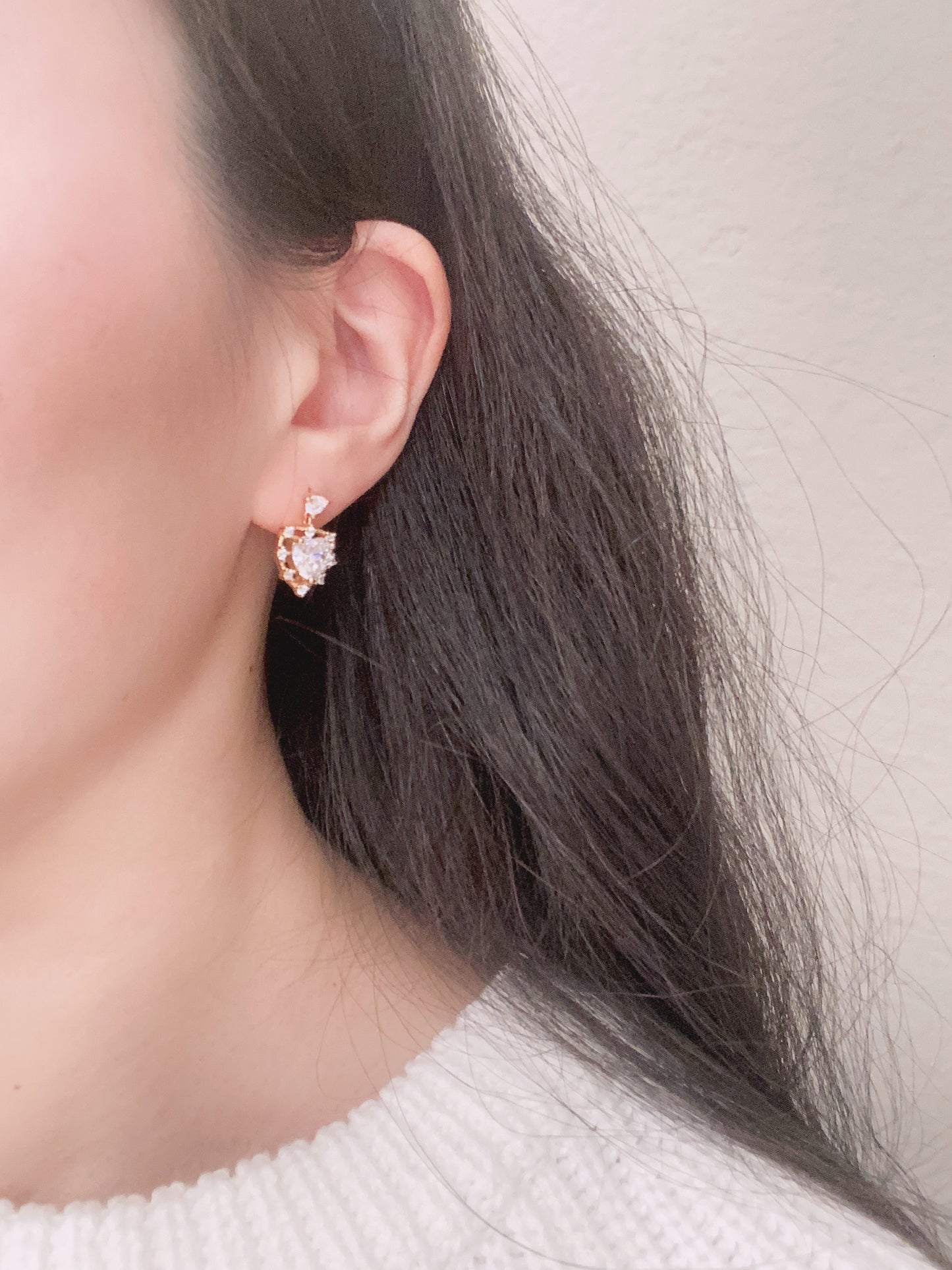 Sterling Silver Heartbeat Zircon Drop Earrings