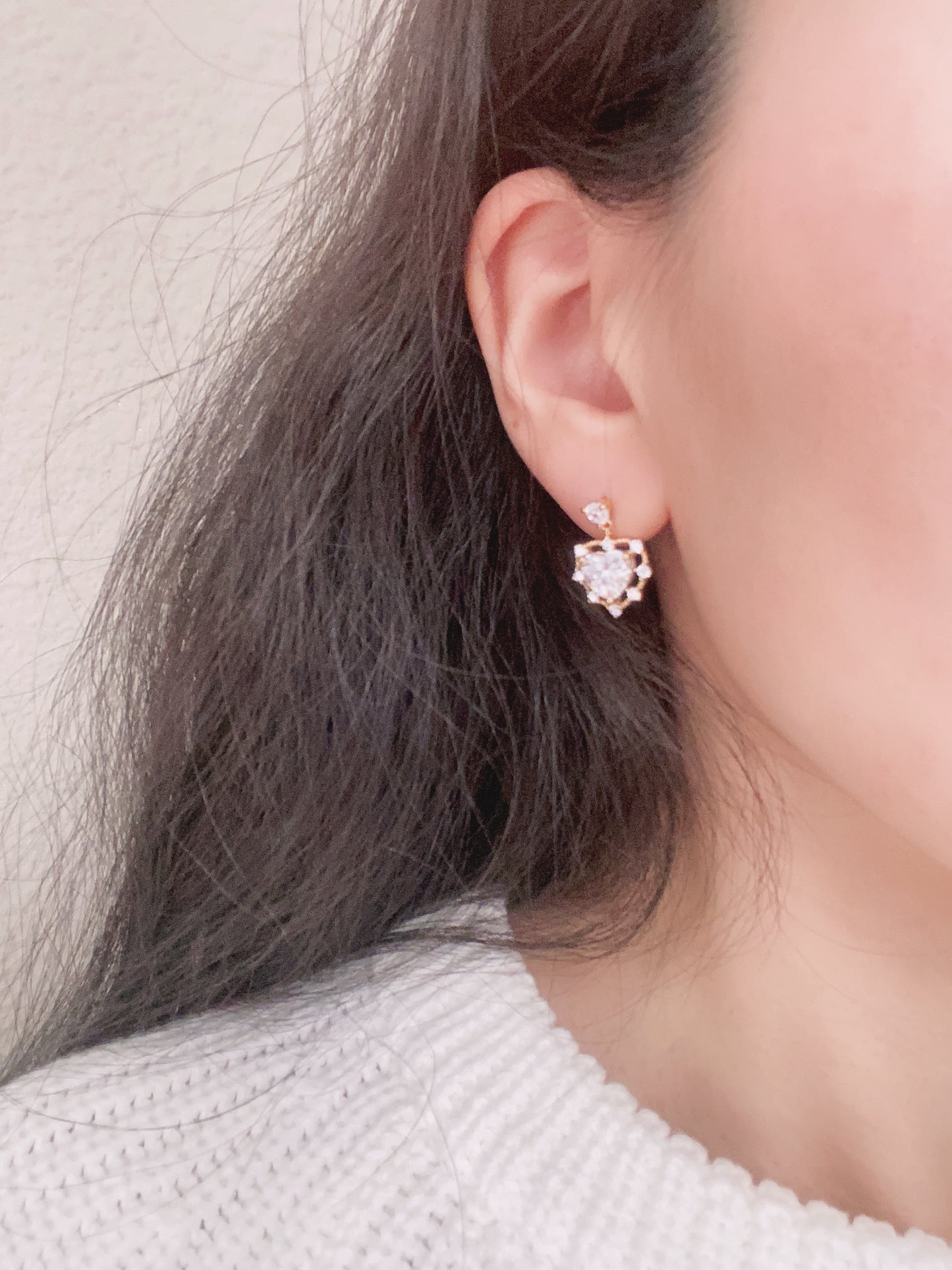 Sterling Silver Heartbeat Zircon Drop Earrings