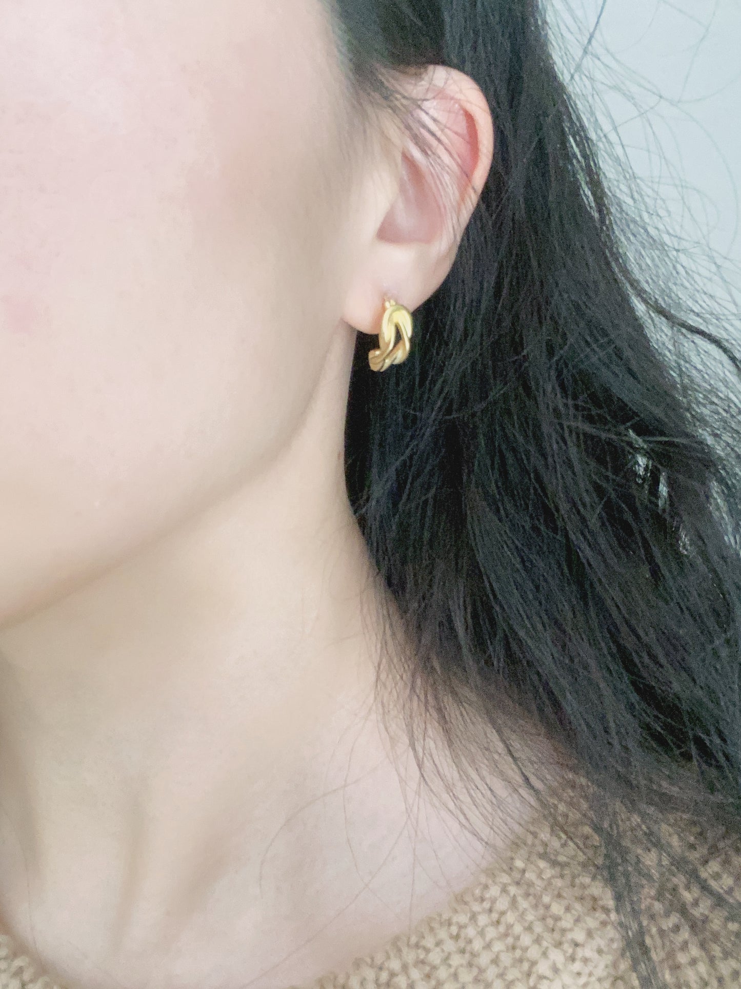 Sterling Silver Hemp Flowers Hoop Earrings