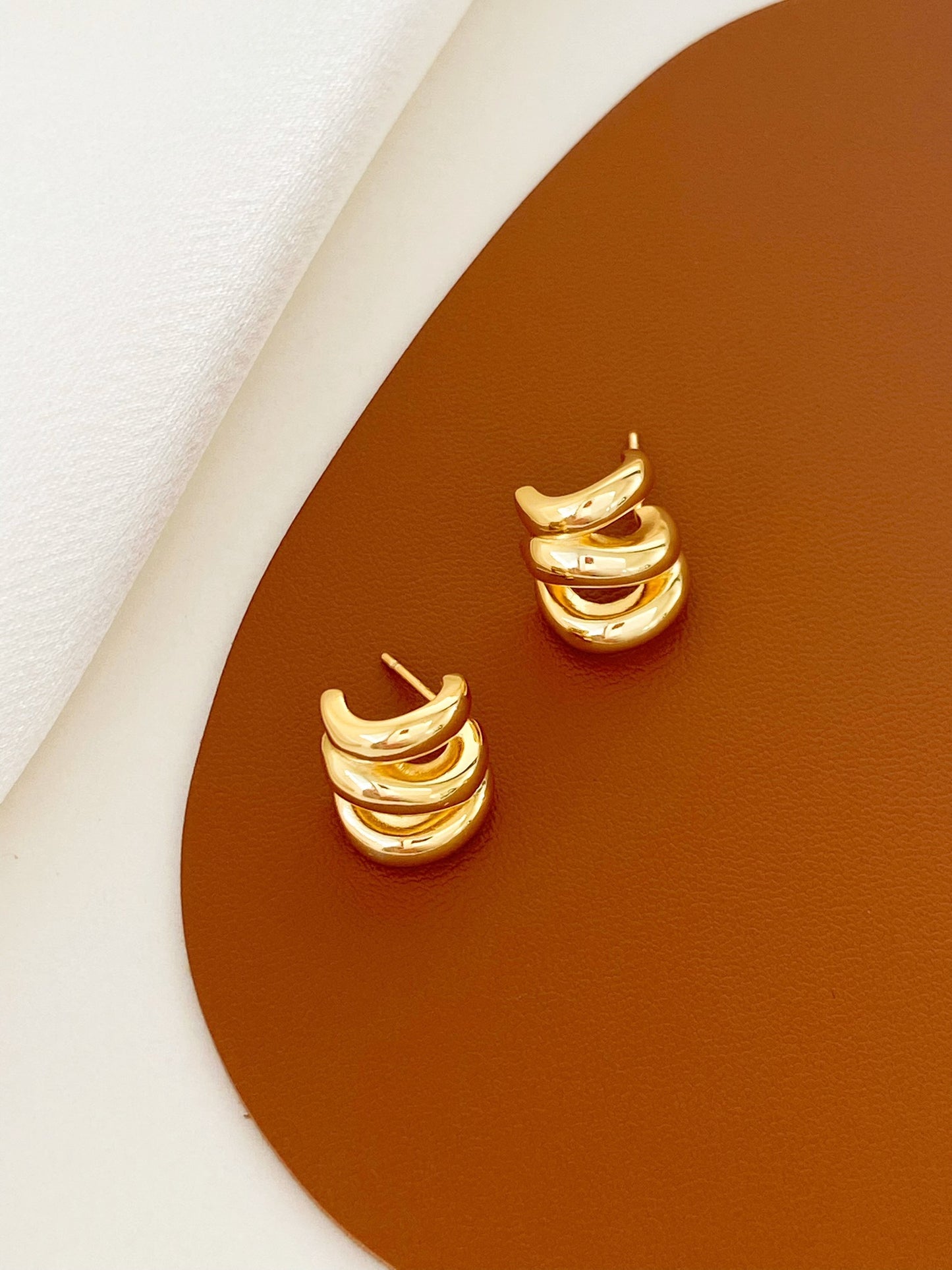 Gold Vermeil Croissant Done Hoops Earrings