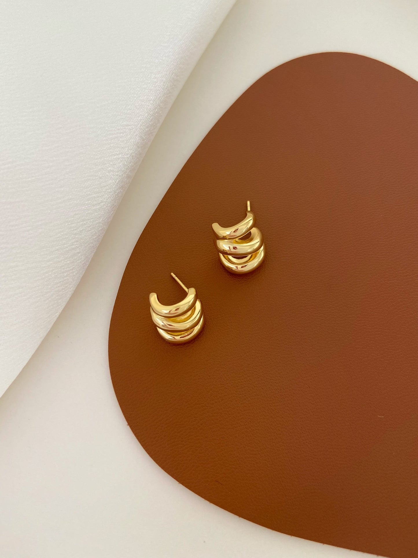 Gold Vermeil Croissant Done Hoops Earrings