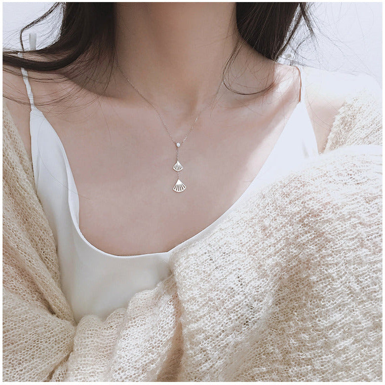 Sterling Silver Lacy Fans Necklace