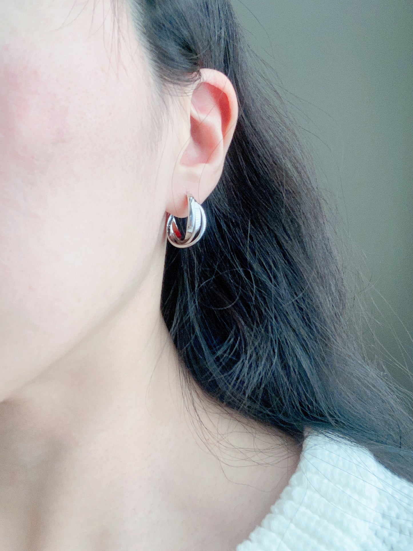 Sterling Silver Twist Design Hoop Earrings