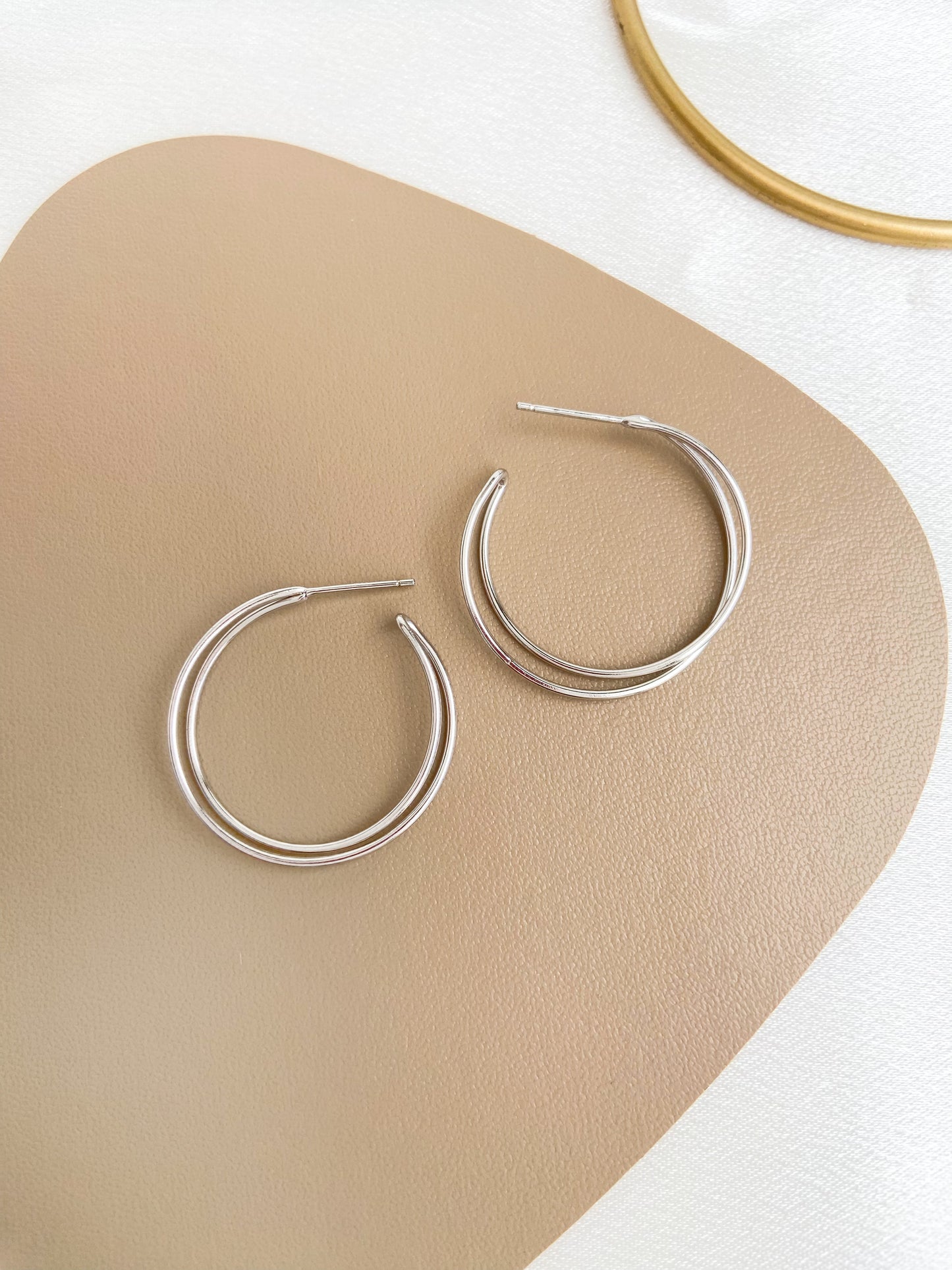 Sterling Silver Lineally Bold Hoop Earrings