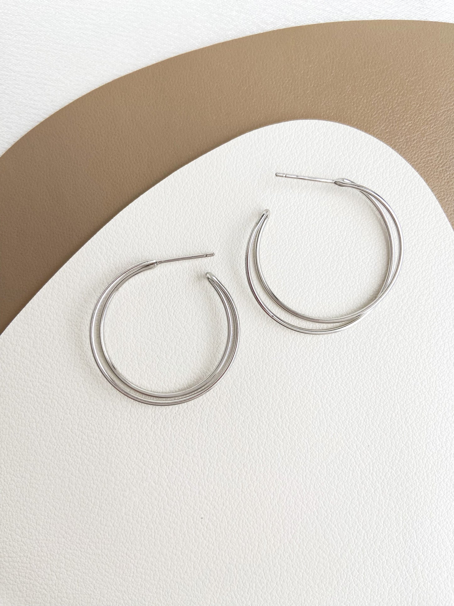 Sterling Silver Lineally Bold Hoop Earrings