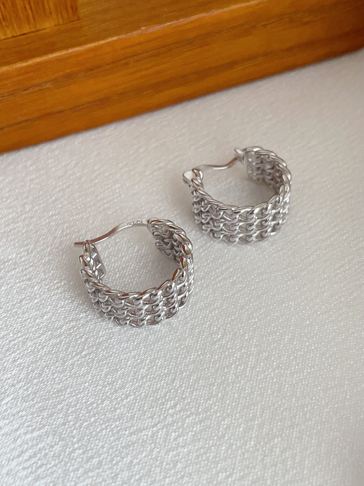 Lattice Luxe Hoops in Sterling Silver