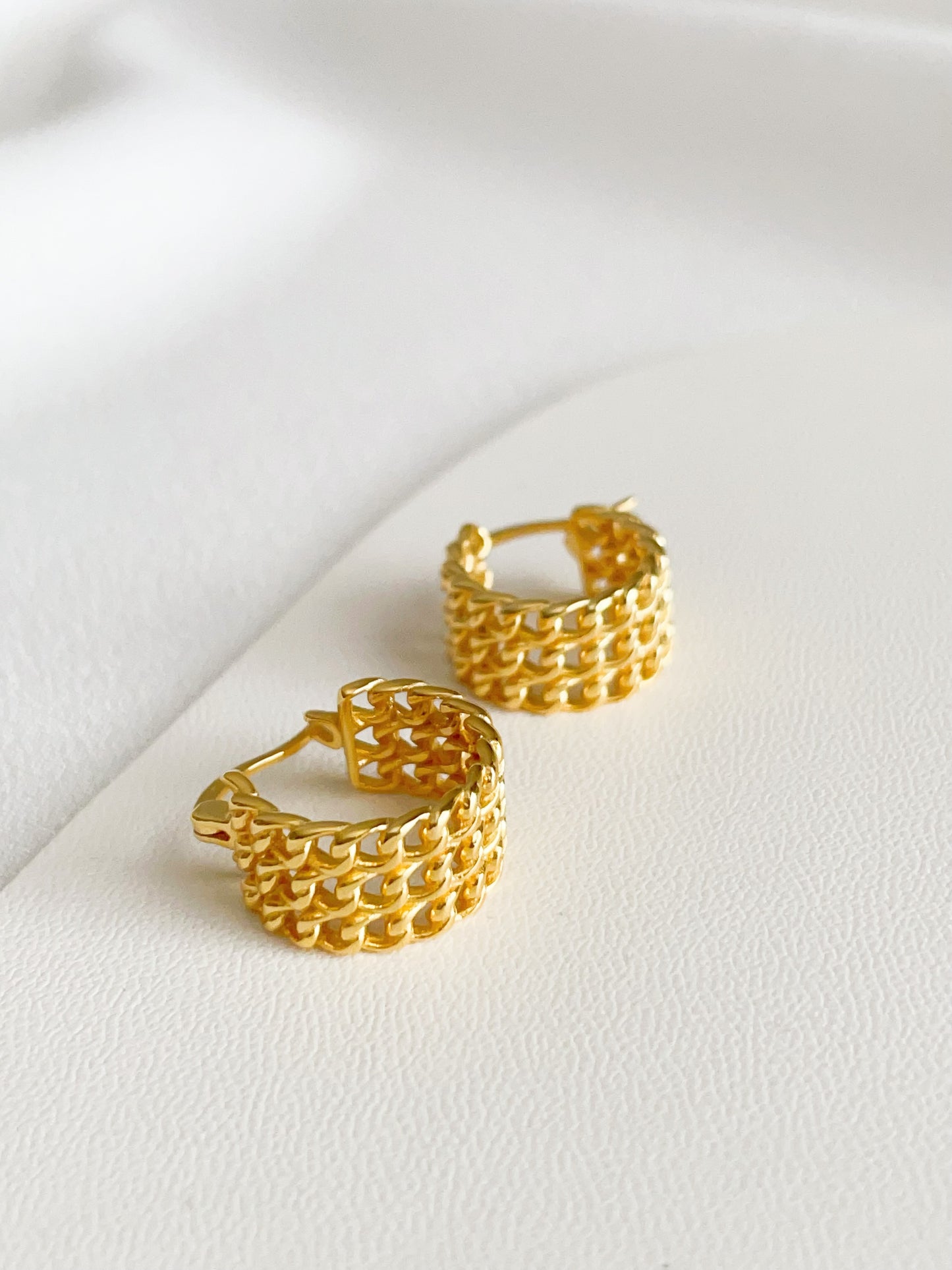 Lattice Luxe Hoops in Sterling Silver