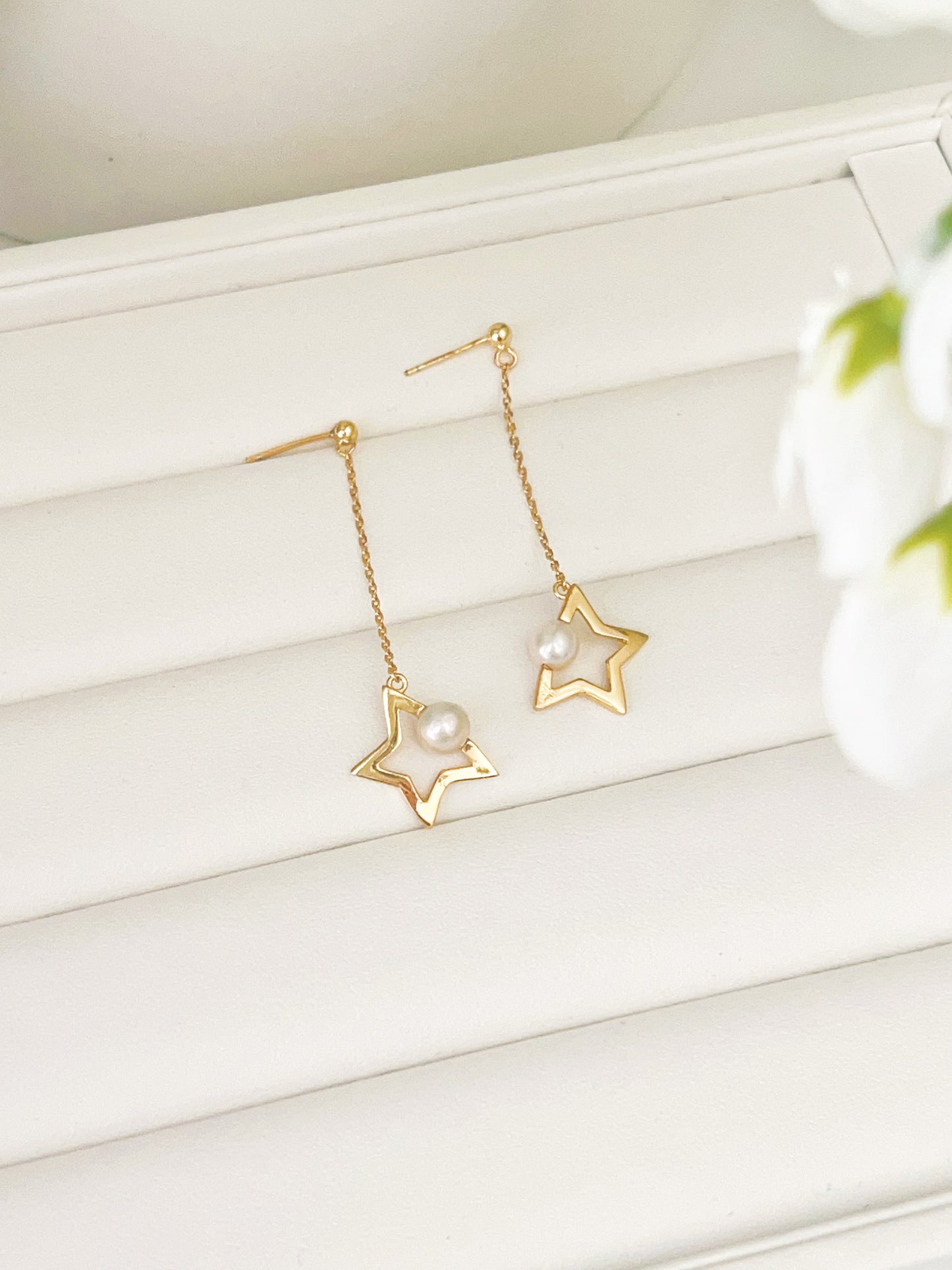 Freshwater Pearl Star Drops Earrings