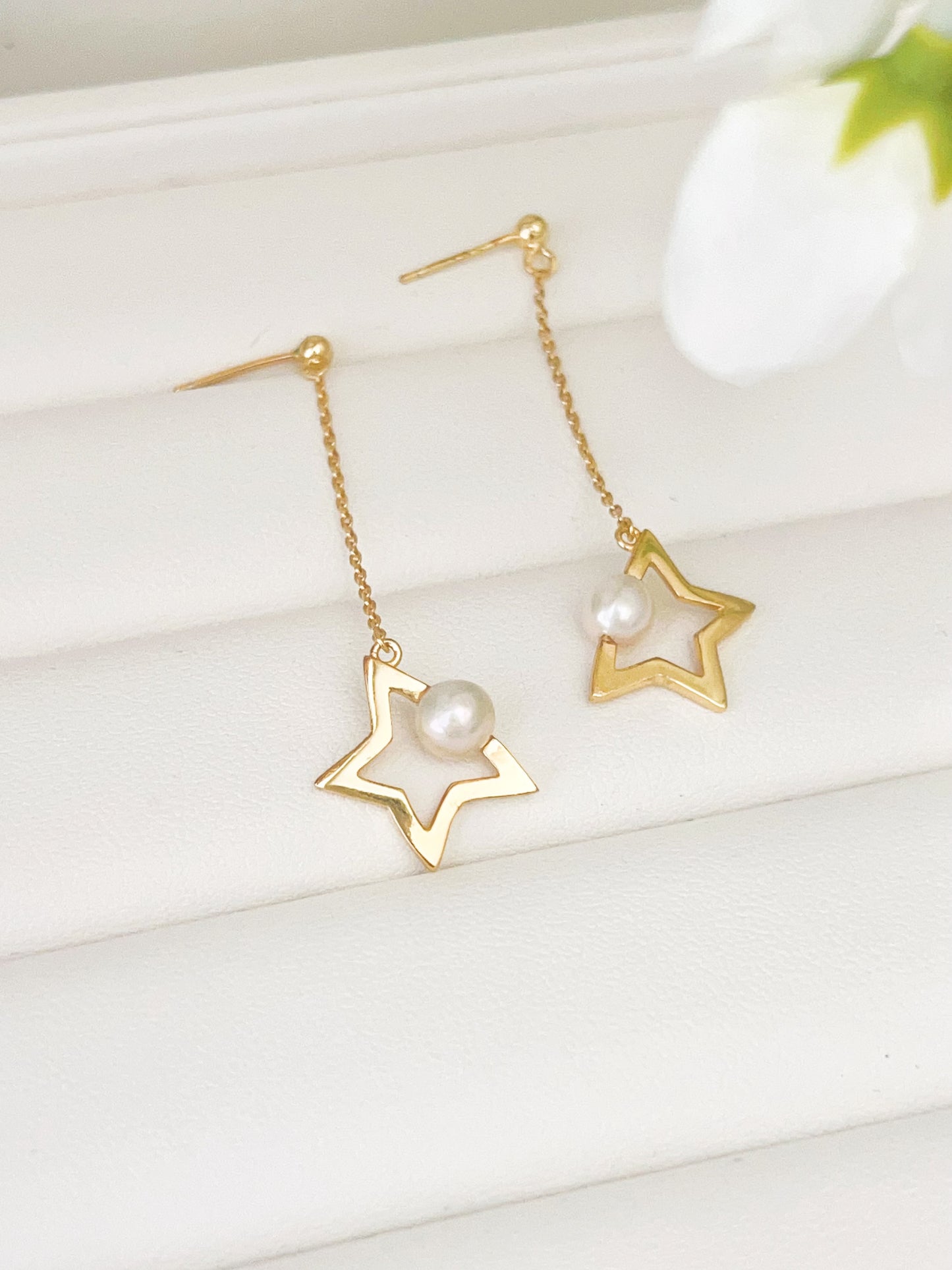 Freshwater Pearl Star Drops Earrings