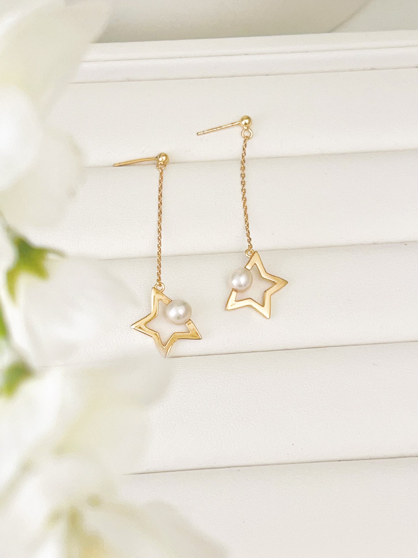 Freshwater Pearl Star Drops Earrings